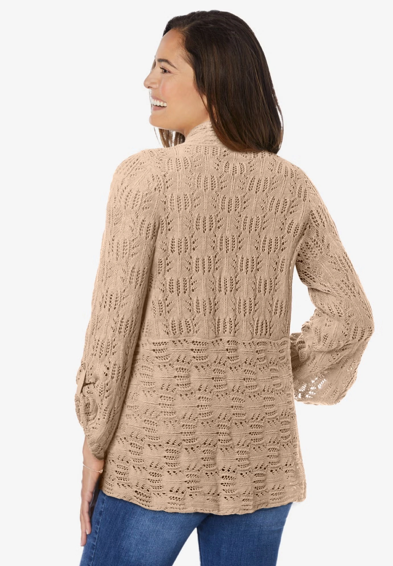 Open Front Pointelle Cardigan