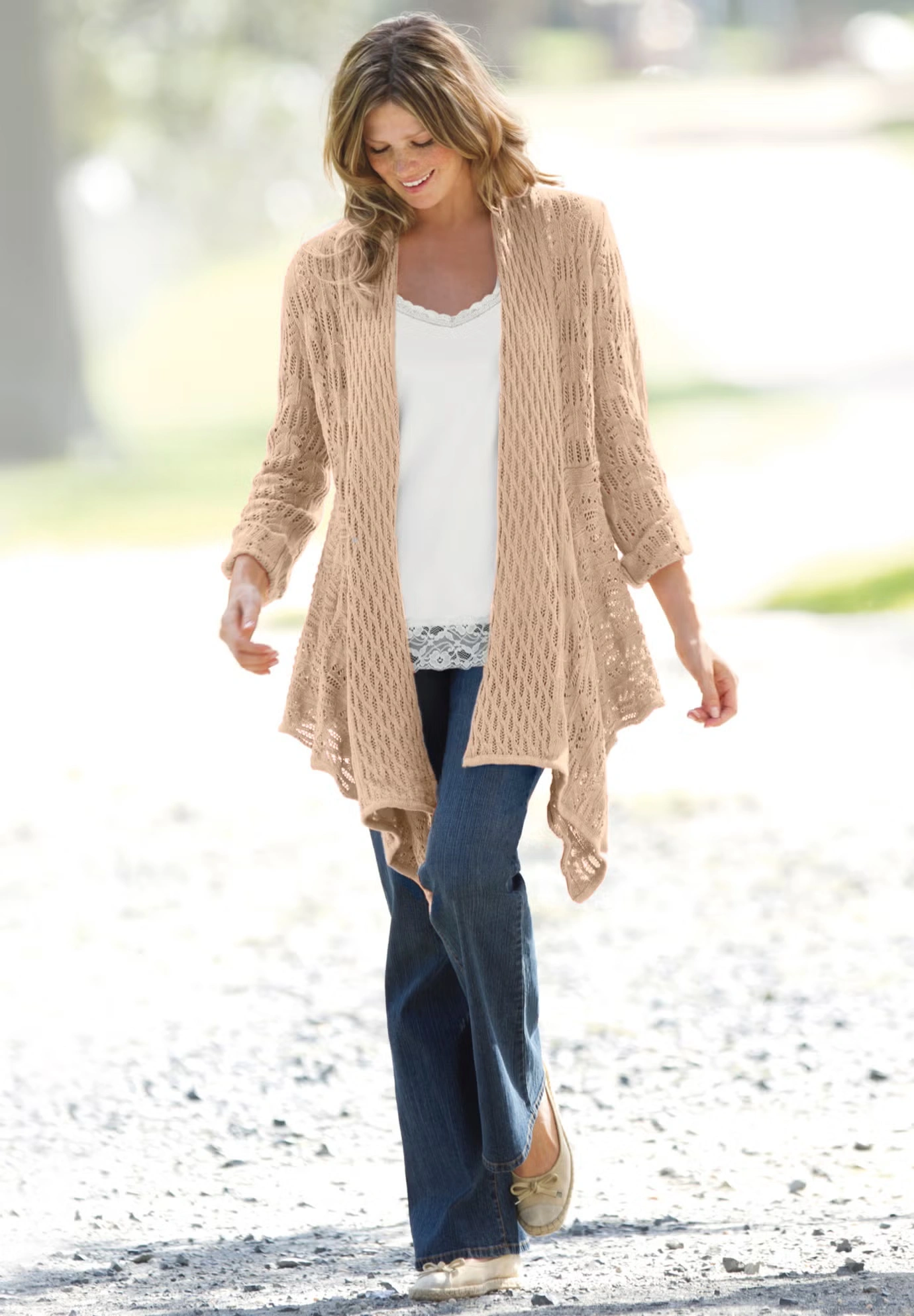 Open Front Pointelle Cardigan 5 Open Front Pointelle Cardigan