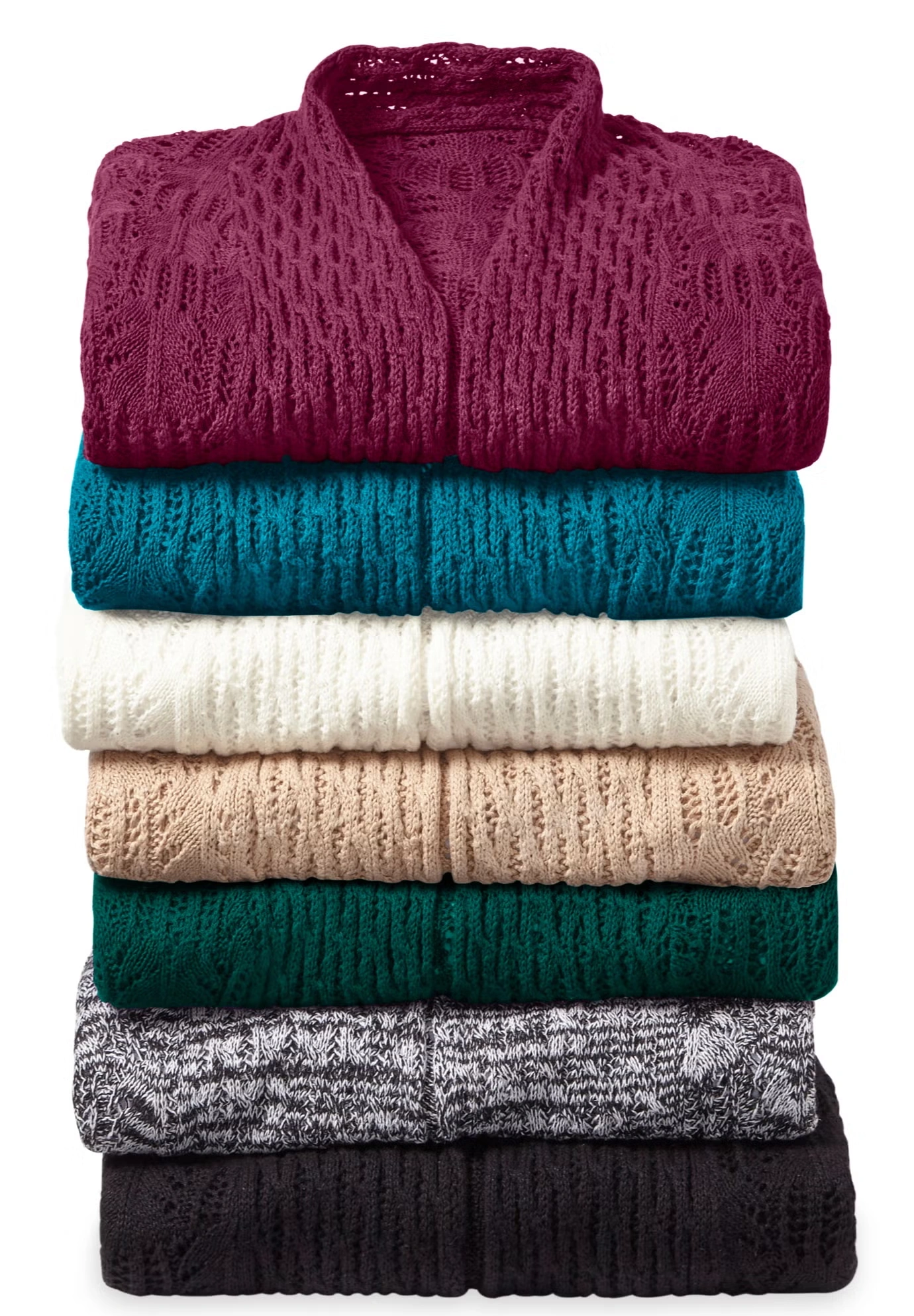 Open Front Pointelle Cardigan 7 Open Front Pointelle Cardigan