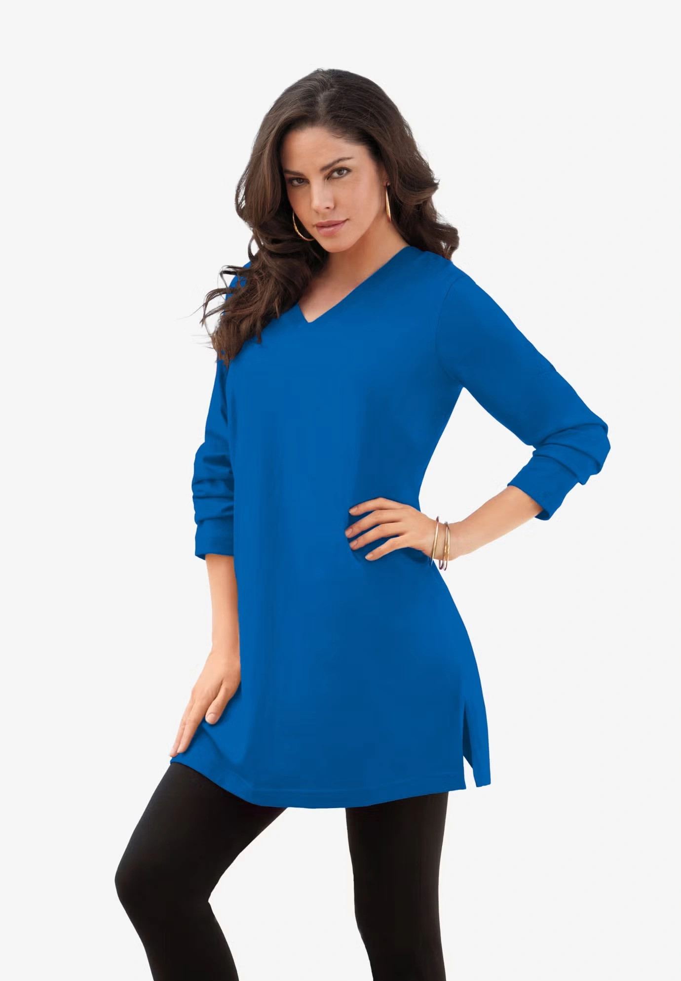 Plus Size Cotton Ultimate Long Sleeve V-Neck Tunic