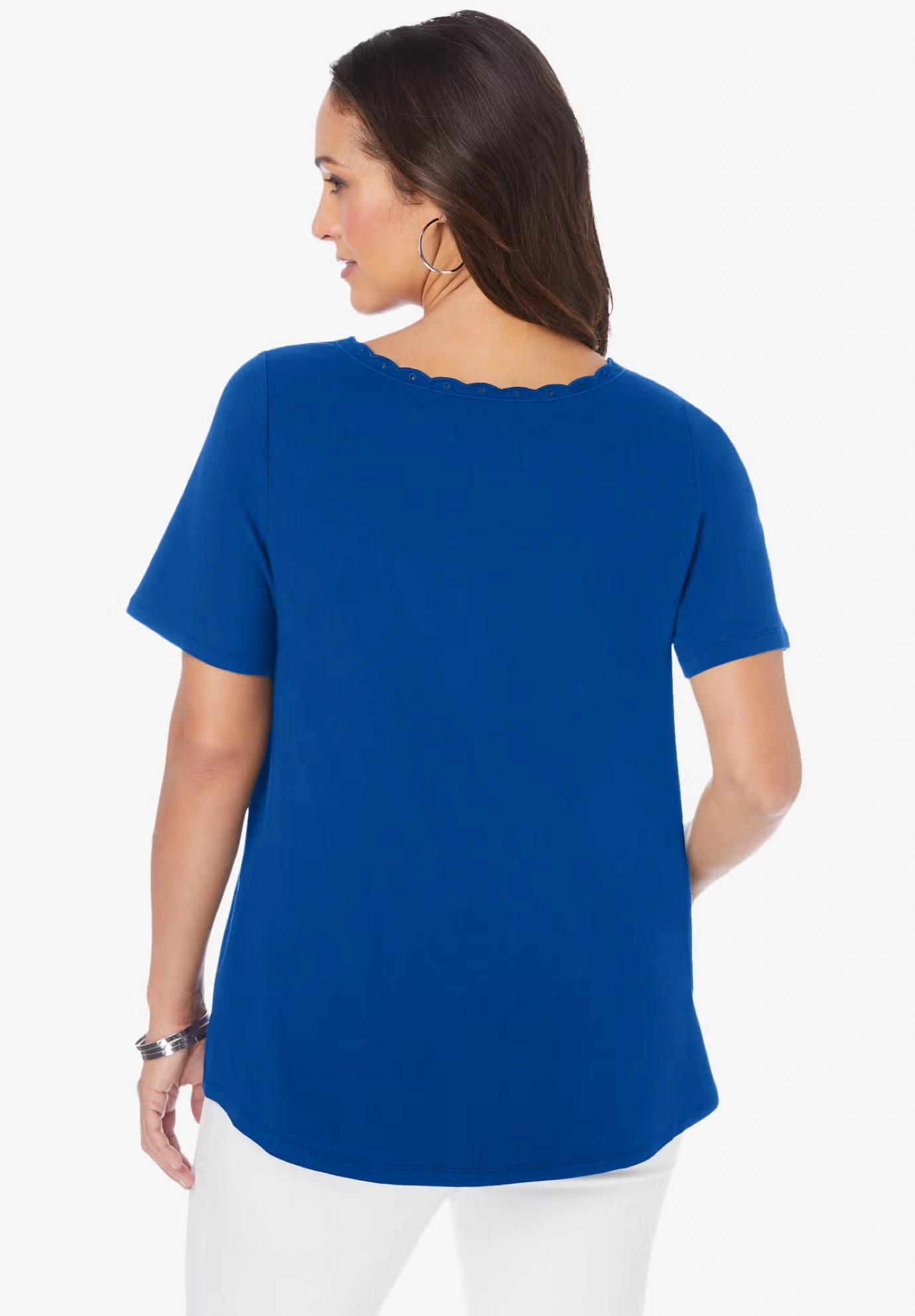 Stretch Cotton Eyelet Cutout Tee
