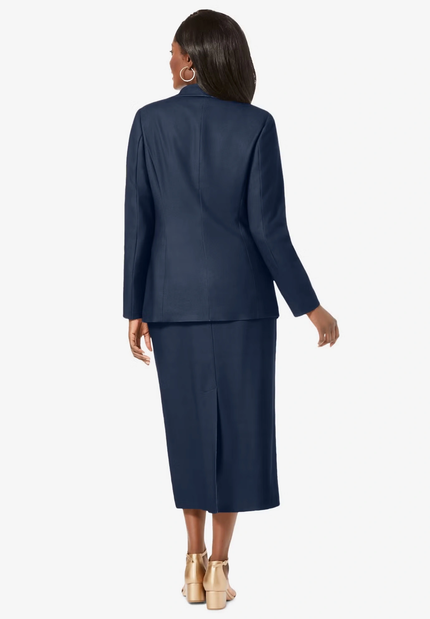 2-Piece Stretch Crepe Single-Breasted Skirt Suit
