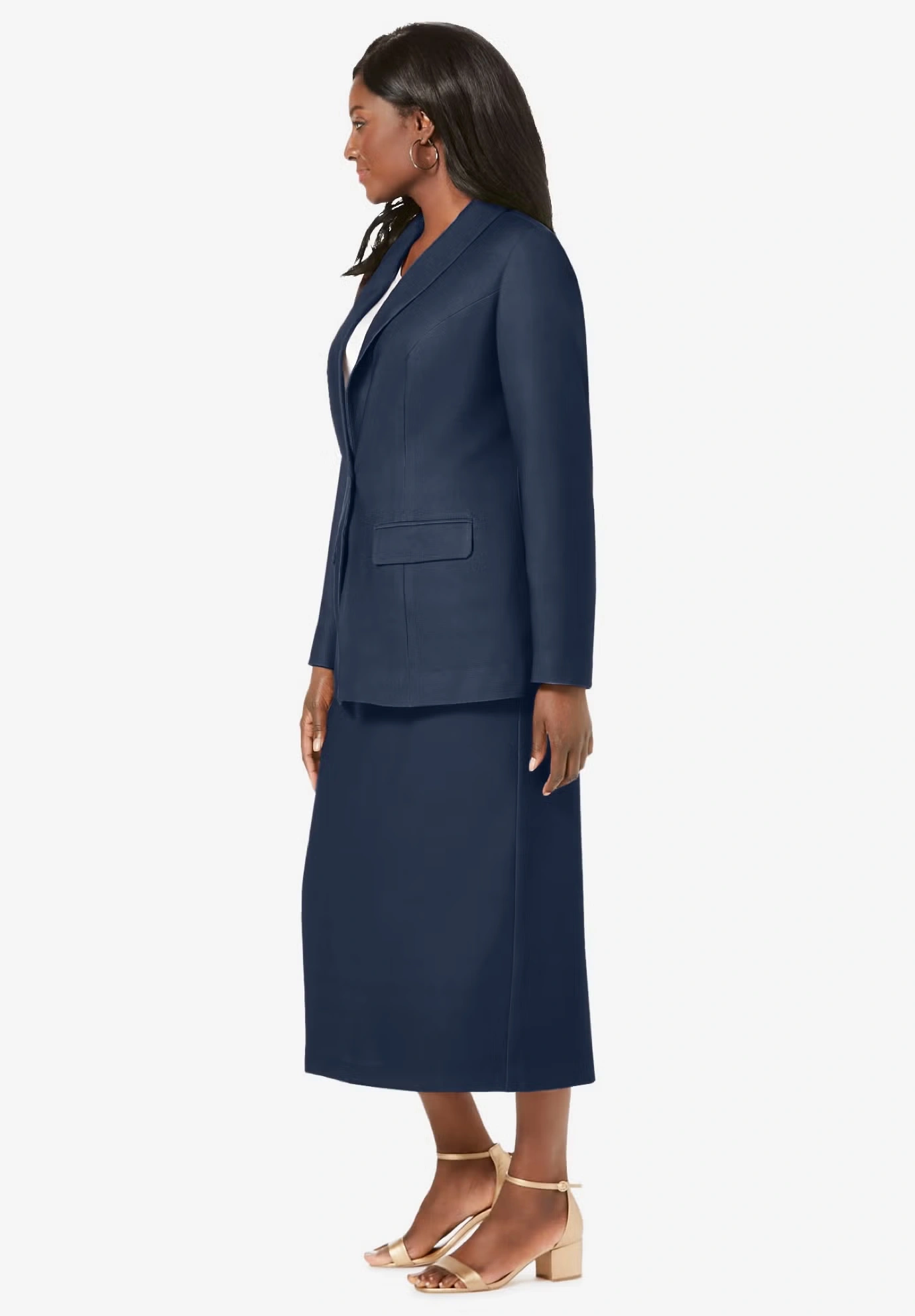 2-Piece Stretch Crepe Single-Breasted Skirt Suit 3 2-Piece Stretch Crepe Single-Breasted Skirt Suit