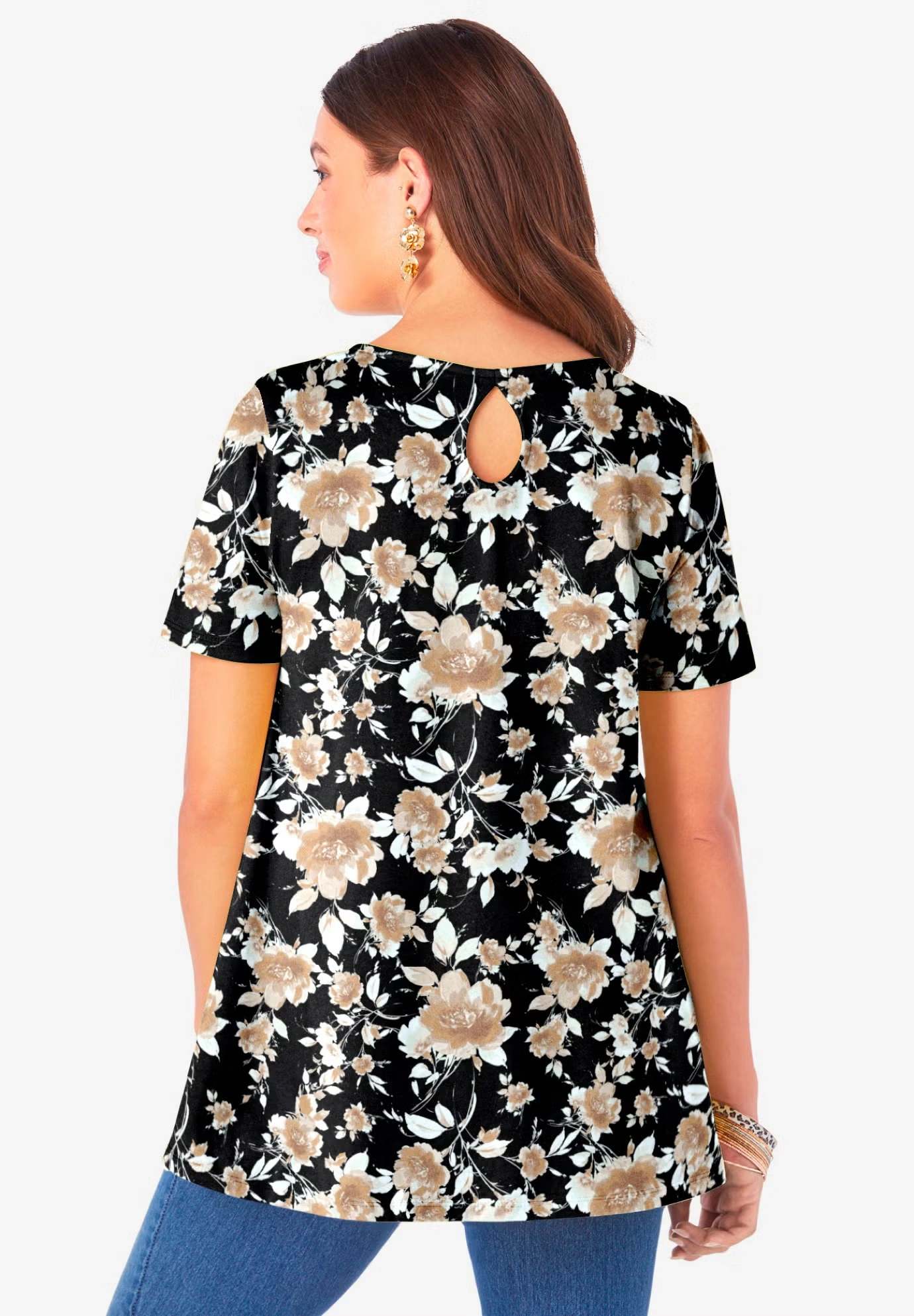 Plus Size Cotton Ultimate Swing Tee with Keyhole Back