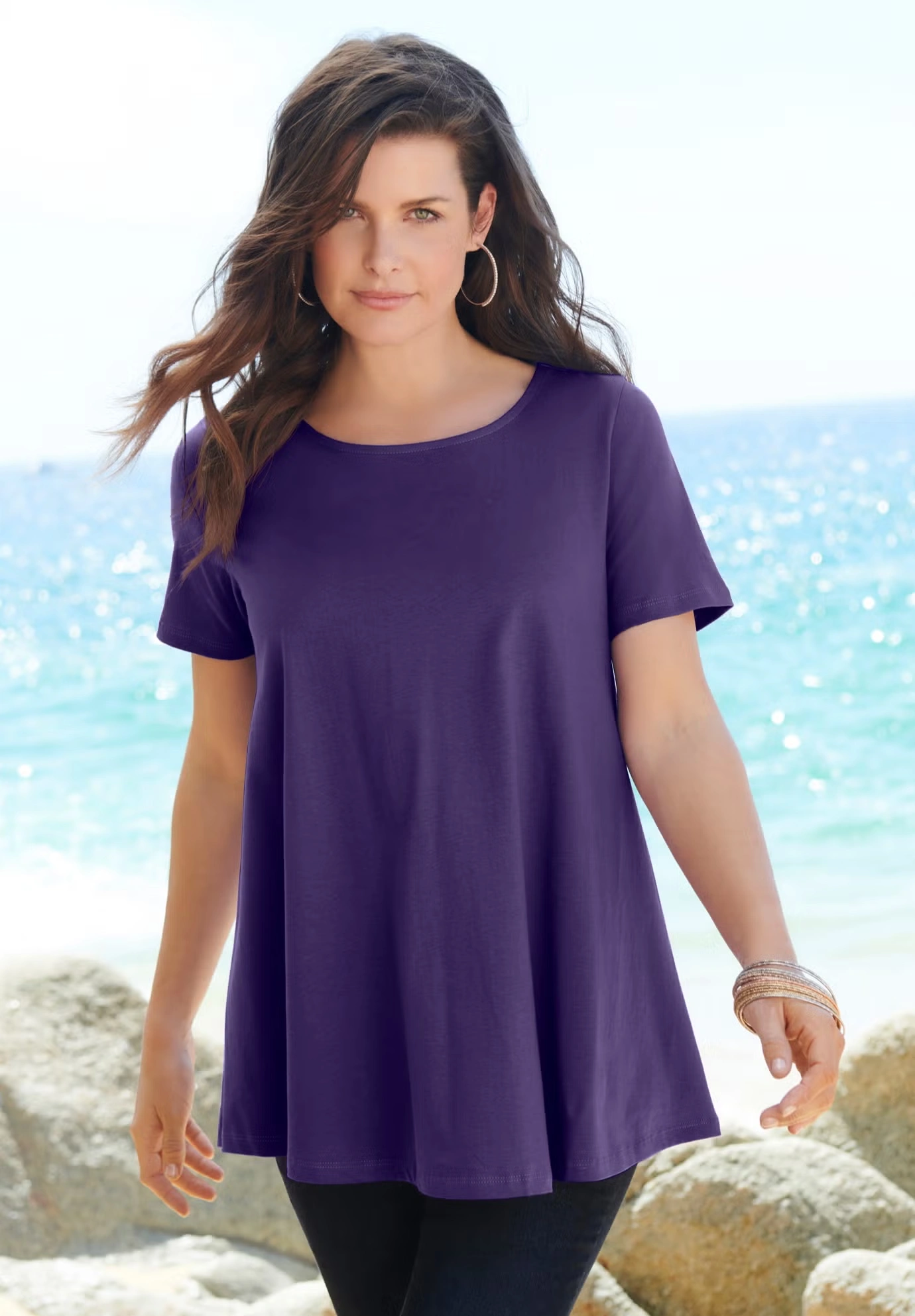 Plus Size Cotton Ultimate Swing Tee with Keyhole Back 6 Plus Size Cotton Ultimate Swing Tee with Keyhole Back