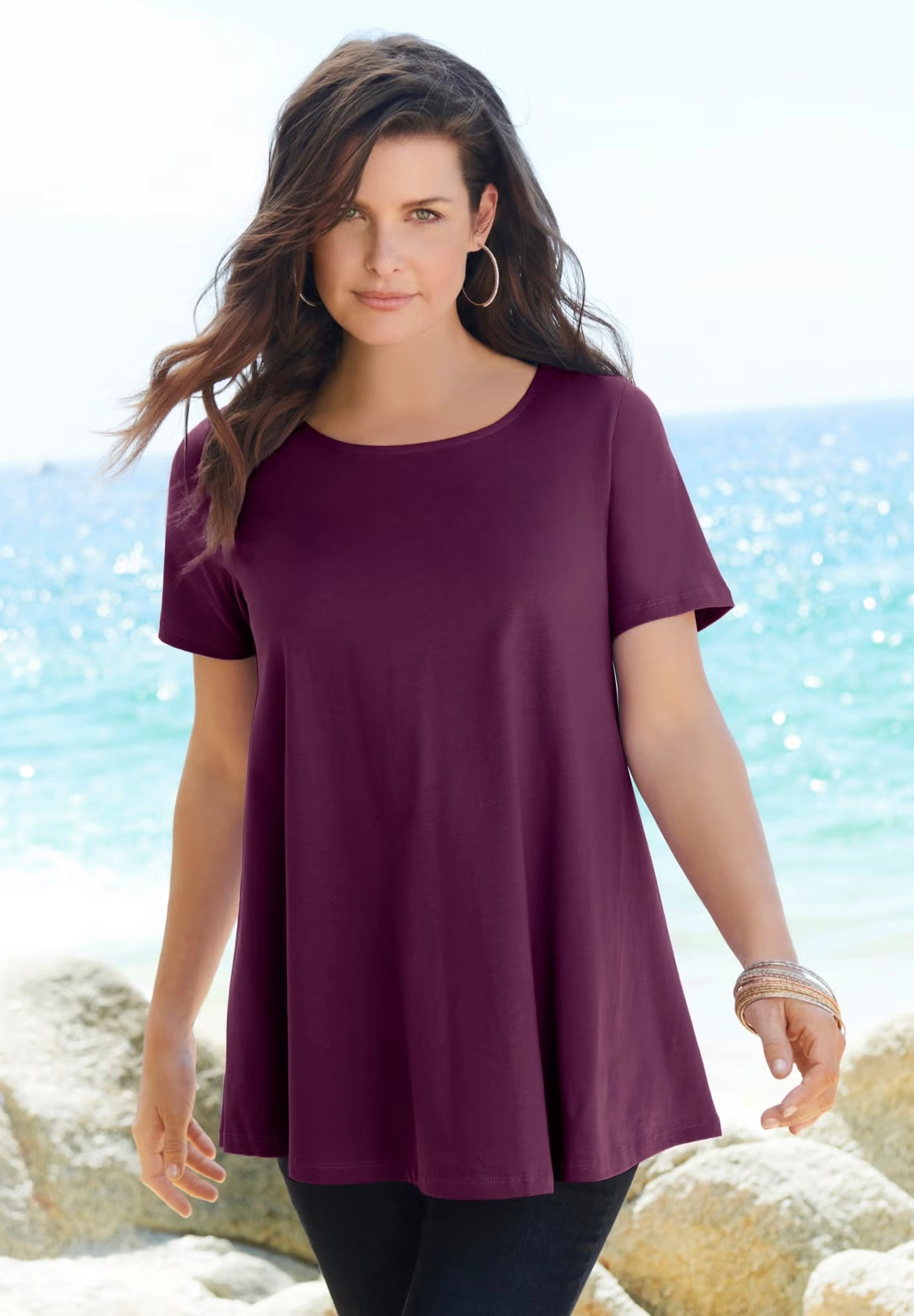 Plus Size Cotton Ultimate Swing Tee with Keyhole Back 7 Plus Size Cotton Ultimate Swing Tee with Keyhole Back