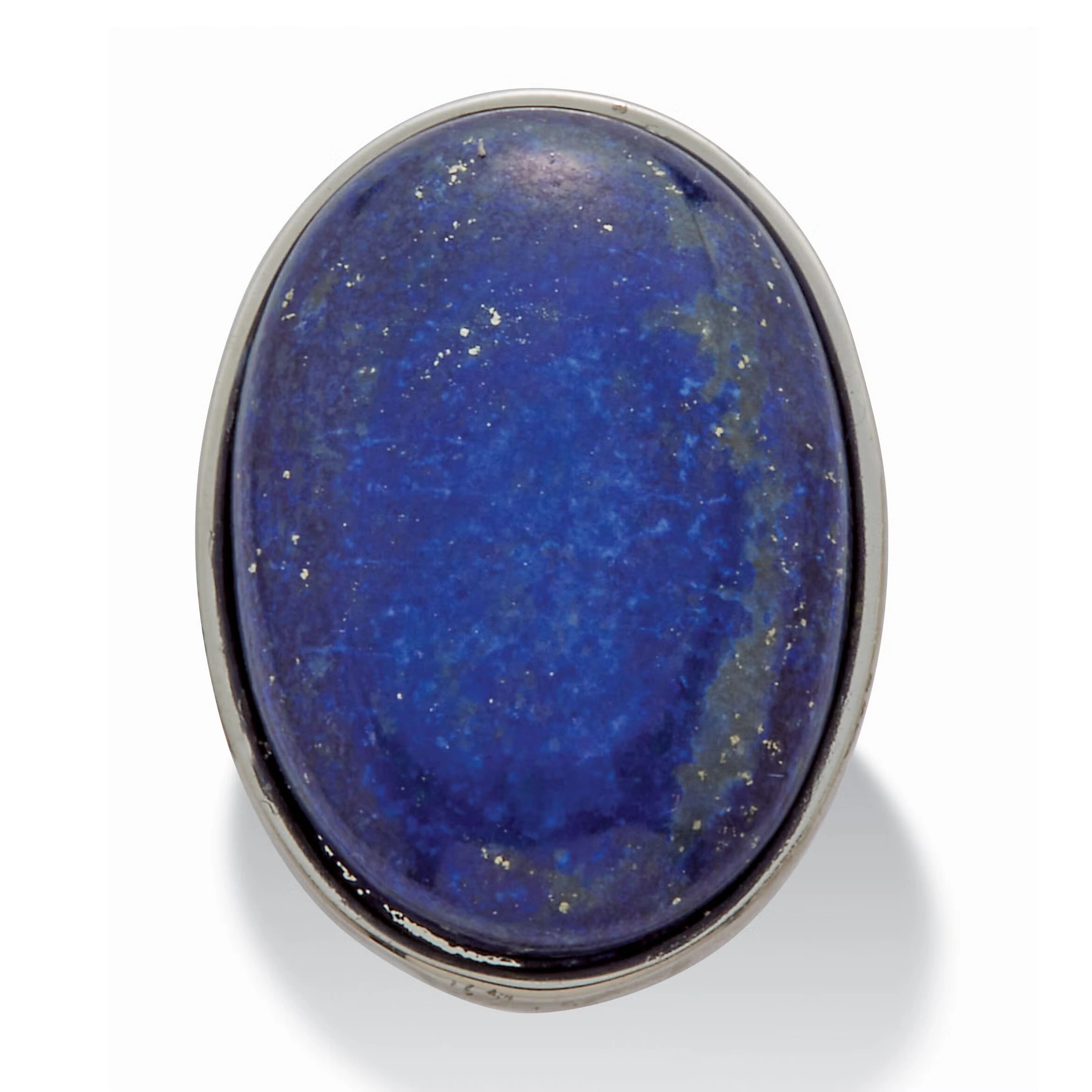 Oval Genuine Blue Lapis Platinum-Plated Ring