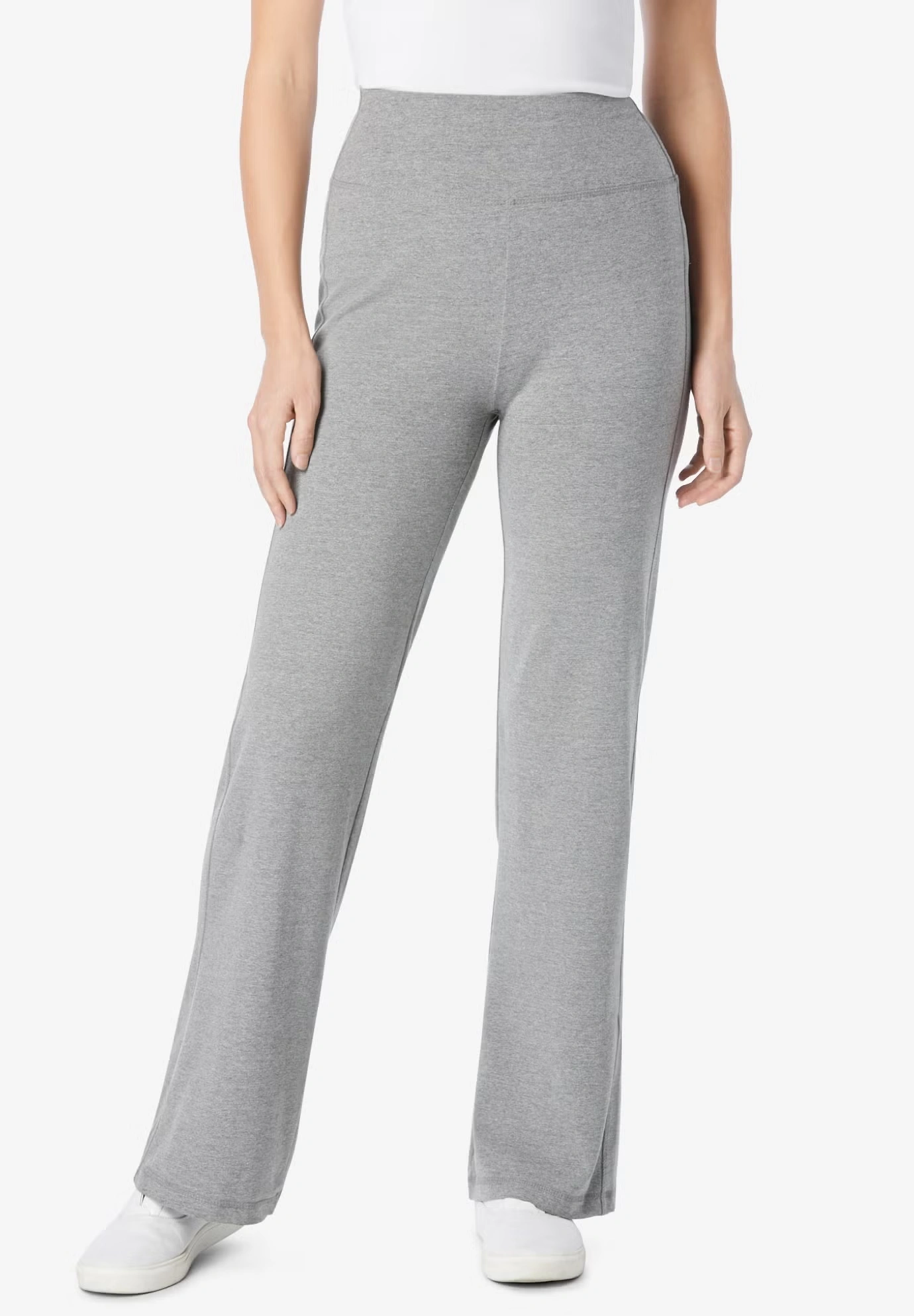 Stretch-Cotton Knit Pull-On Wide-Leg Leggings