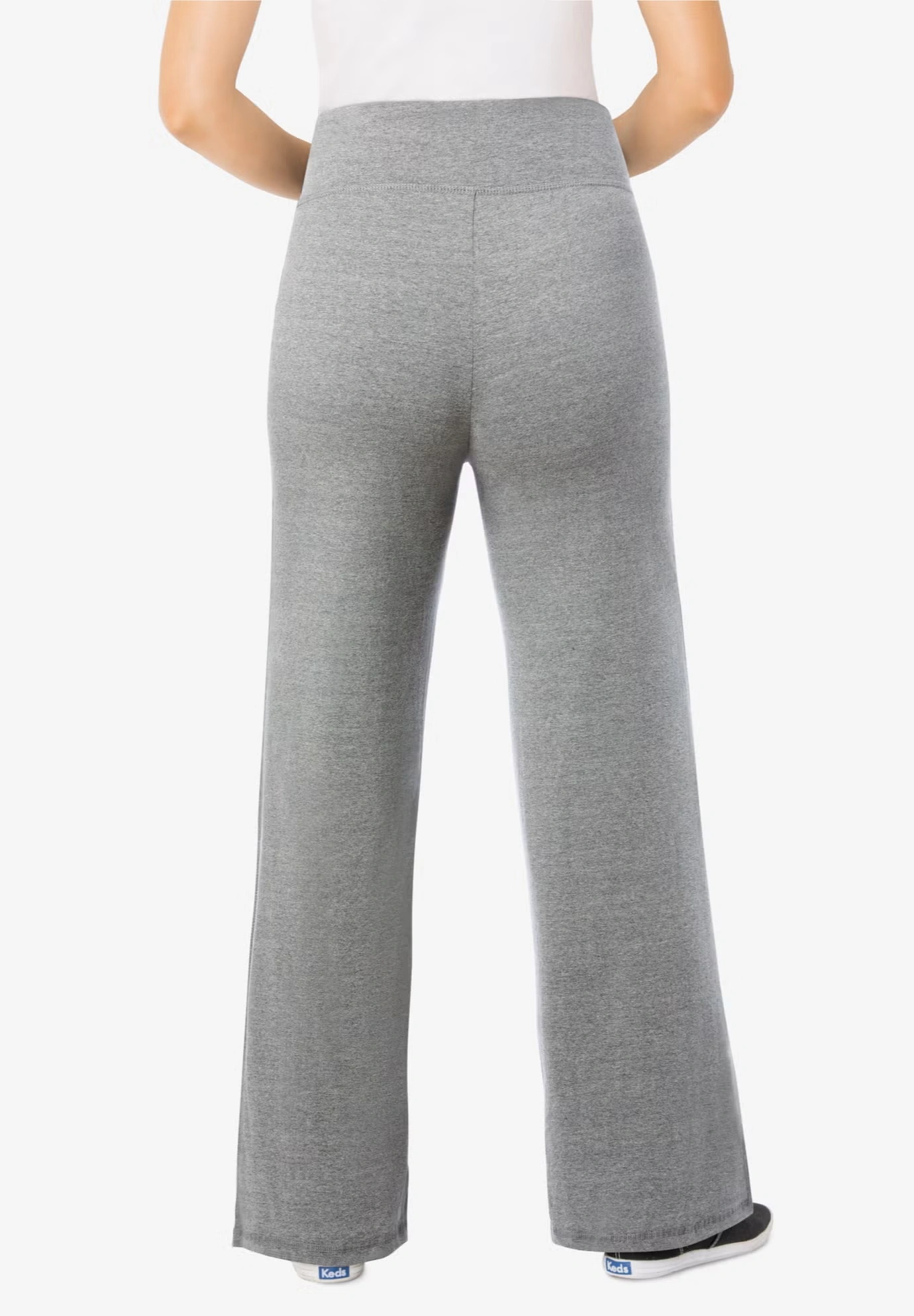 Stretch-Cotton Knit Pull-On Wide-Leg Leggings