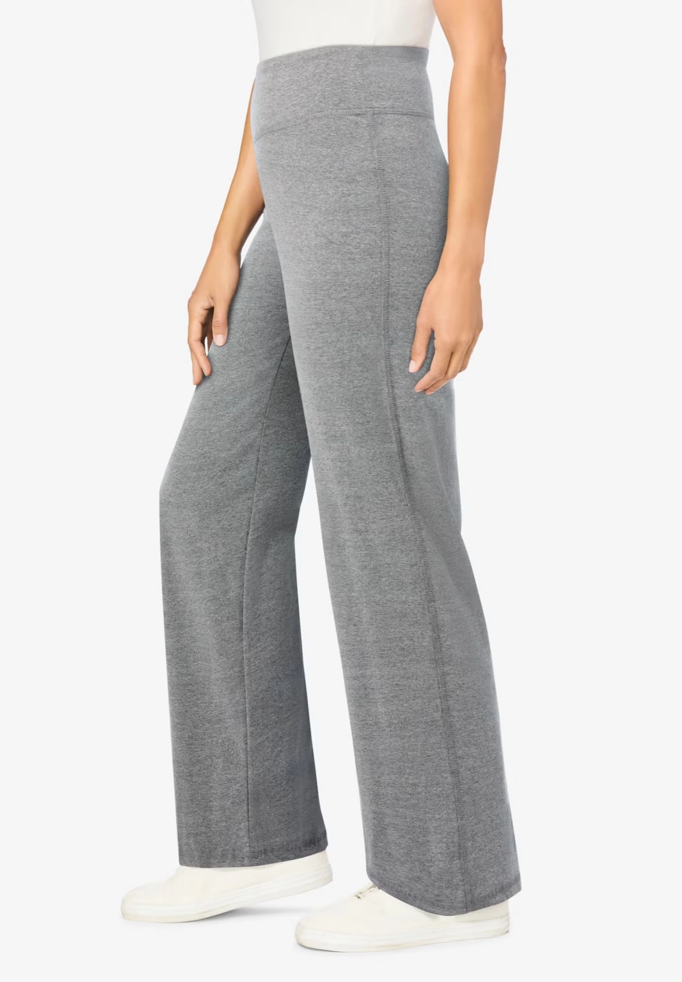 Stretch-Cotton Knit Pull-On Wide-Leg Leggings