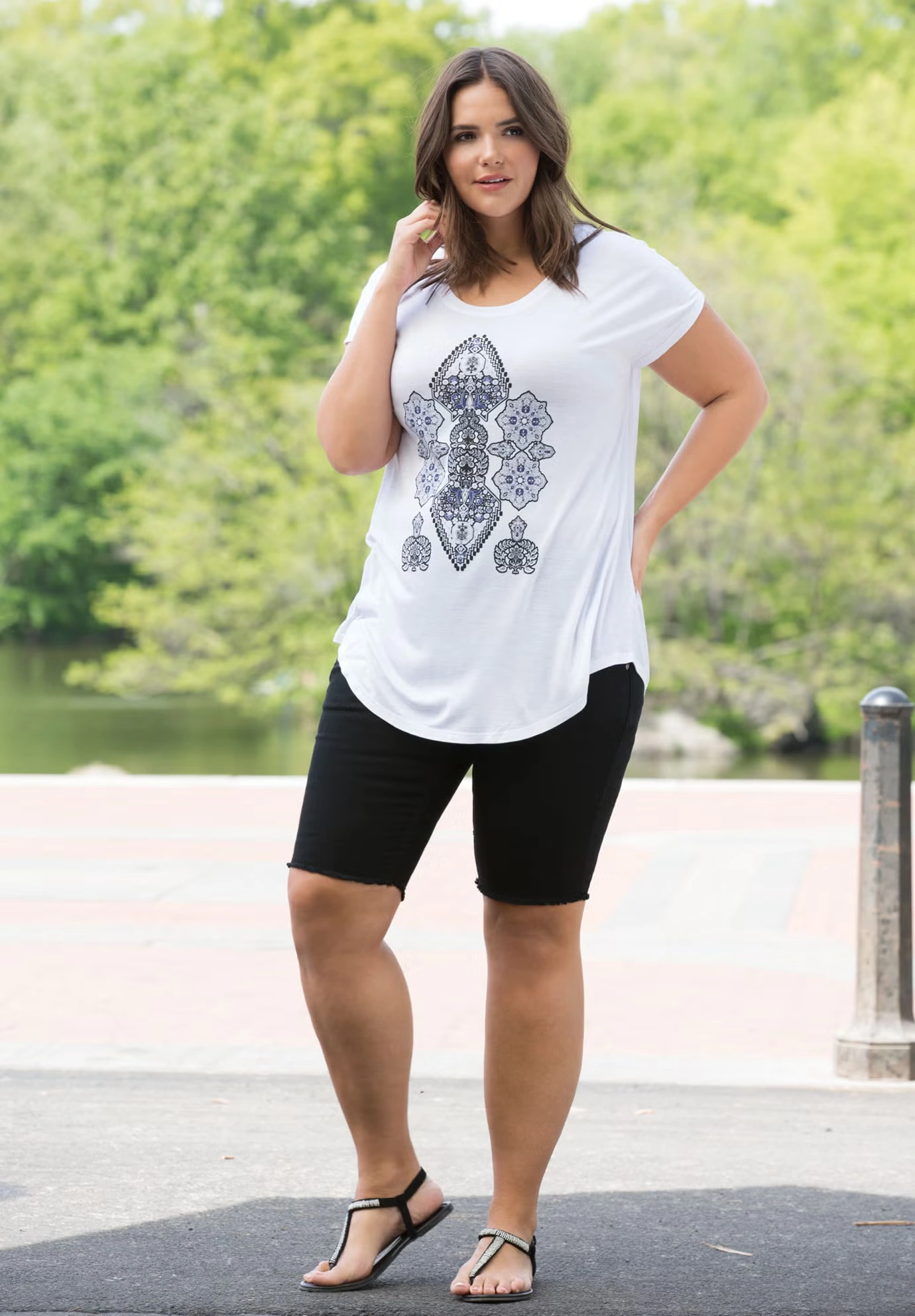 Button-Front Denim Shorts