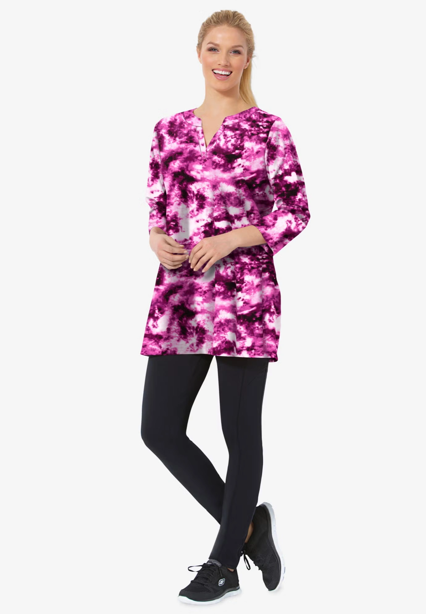 Three-Quarter Sleeve Notch-Neck Tunic 6 Three-Quarter Sleeve Notch-Neck Tunic