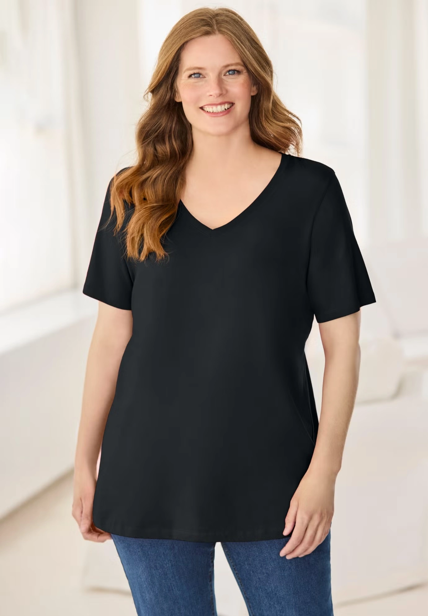 Perfect Short-Sleeve V-Neck Tee