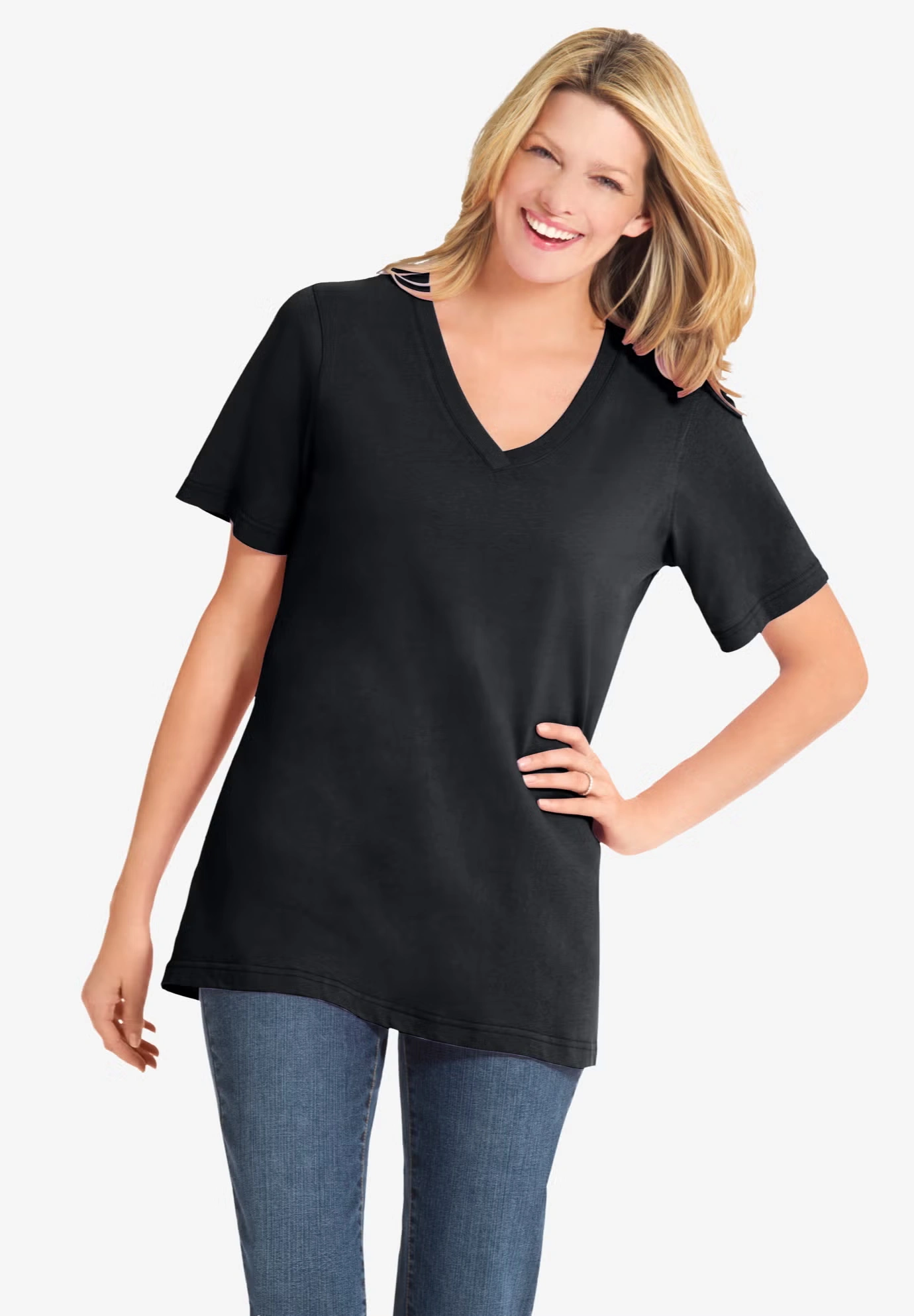 Perfect Short-Sleeve V-Neck Tee