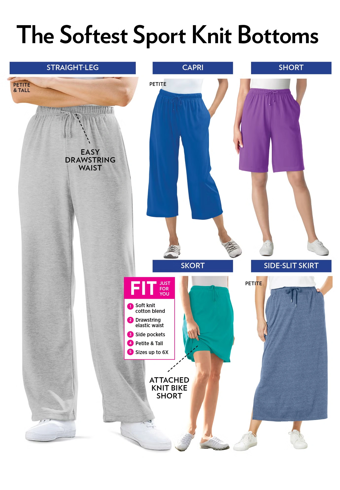 Sport-Knit Pull-On Capri Pants