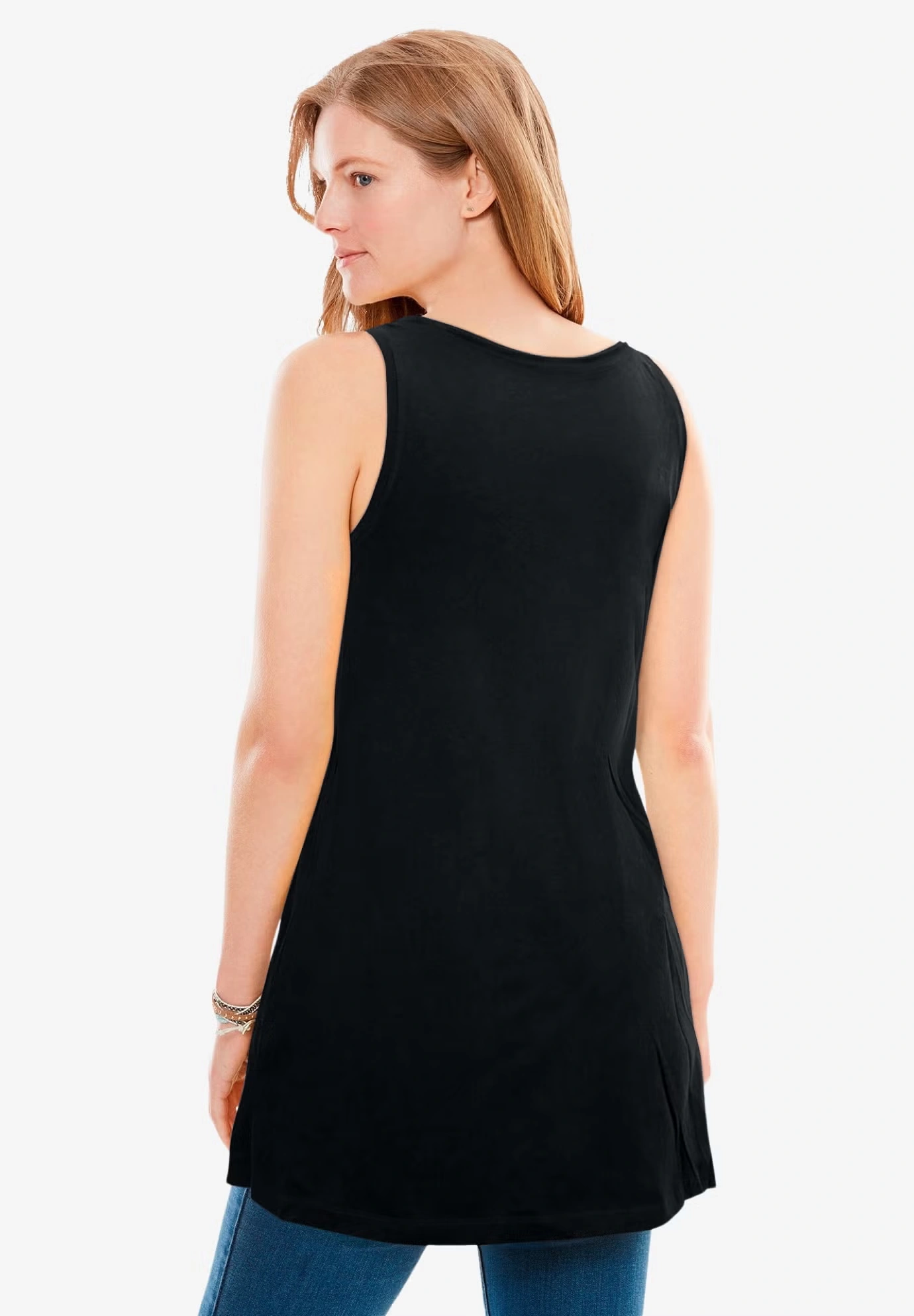 Perfect Sleeveless Shirred U-Neck Tunic