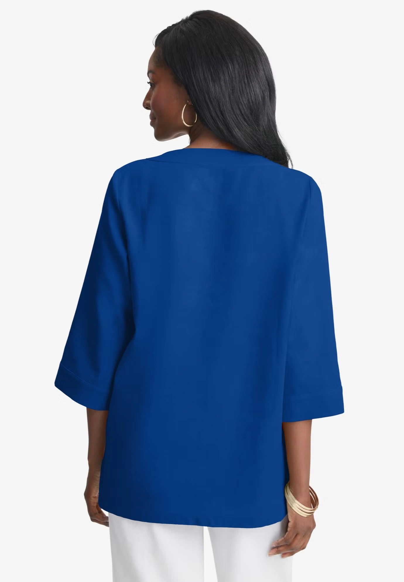 Linen V-Neck Embroidered Tunic