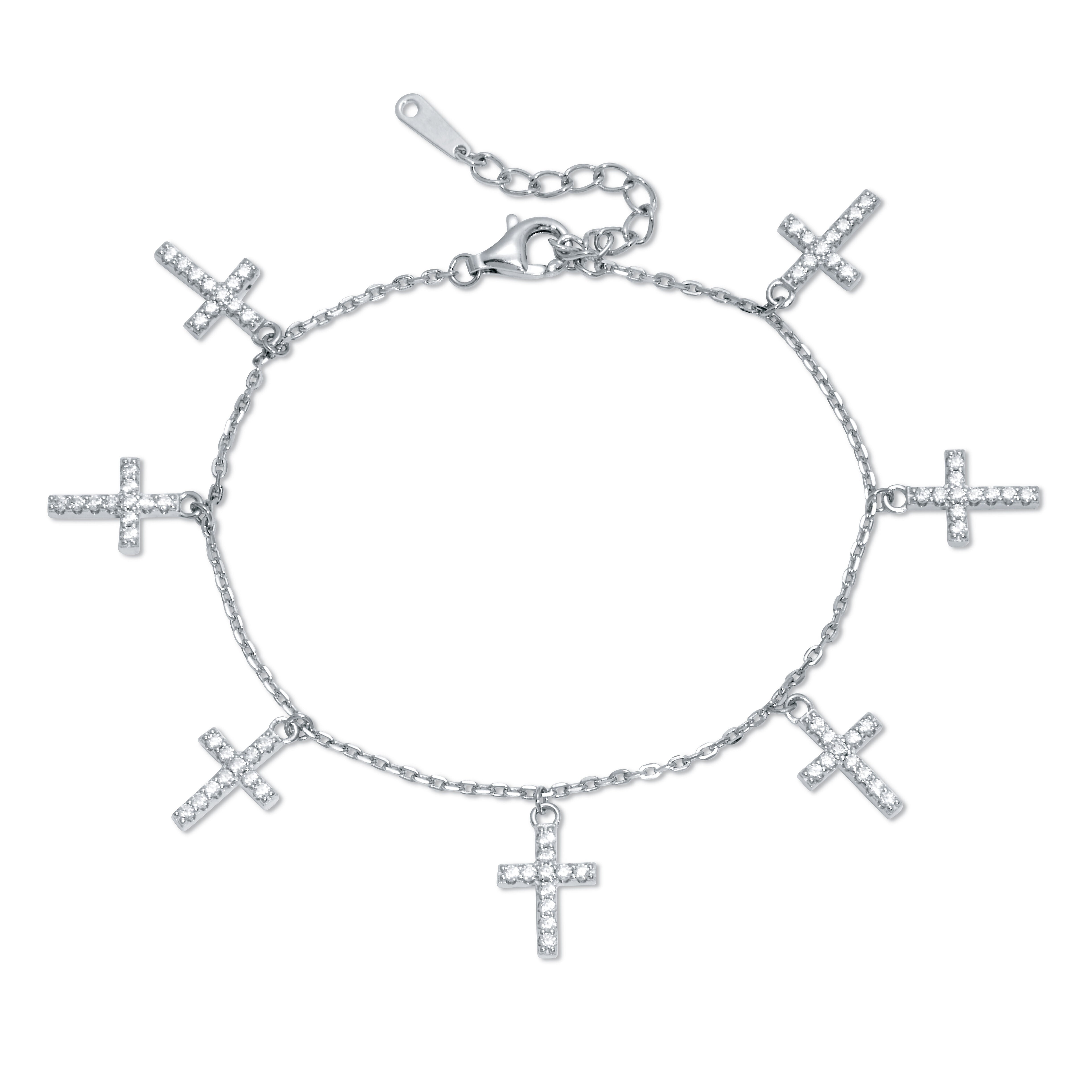 Silver Cross Charm Bangle Bracelet