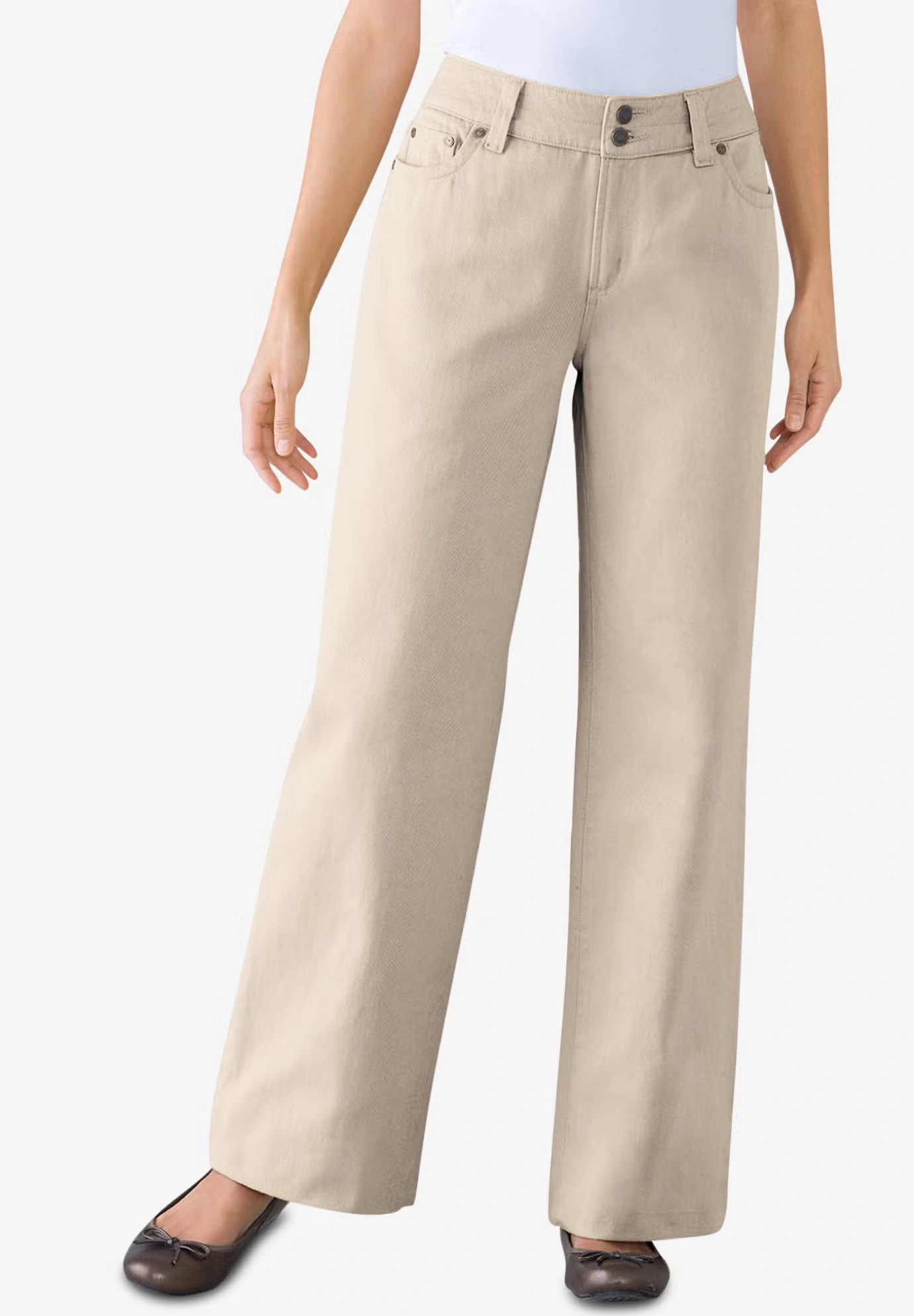 Perfect Wide-Leg All-Cotton Denim Five-Pocket Jeans