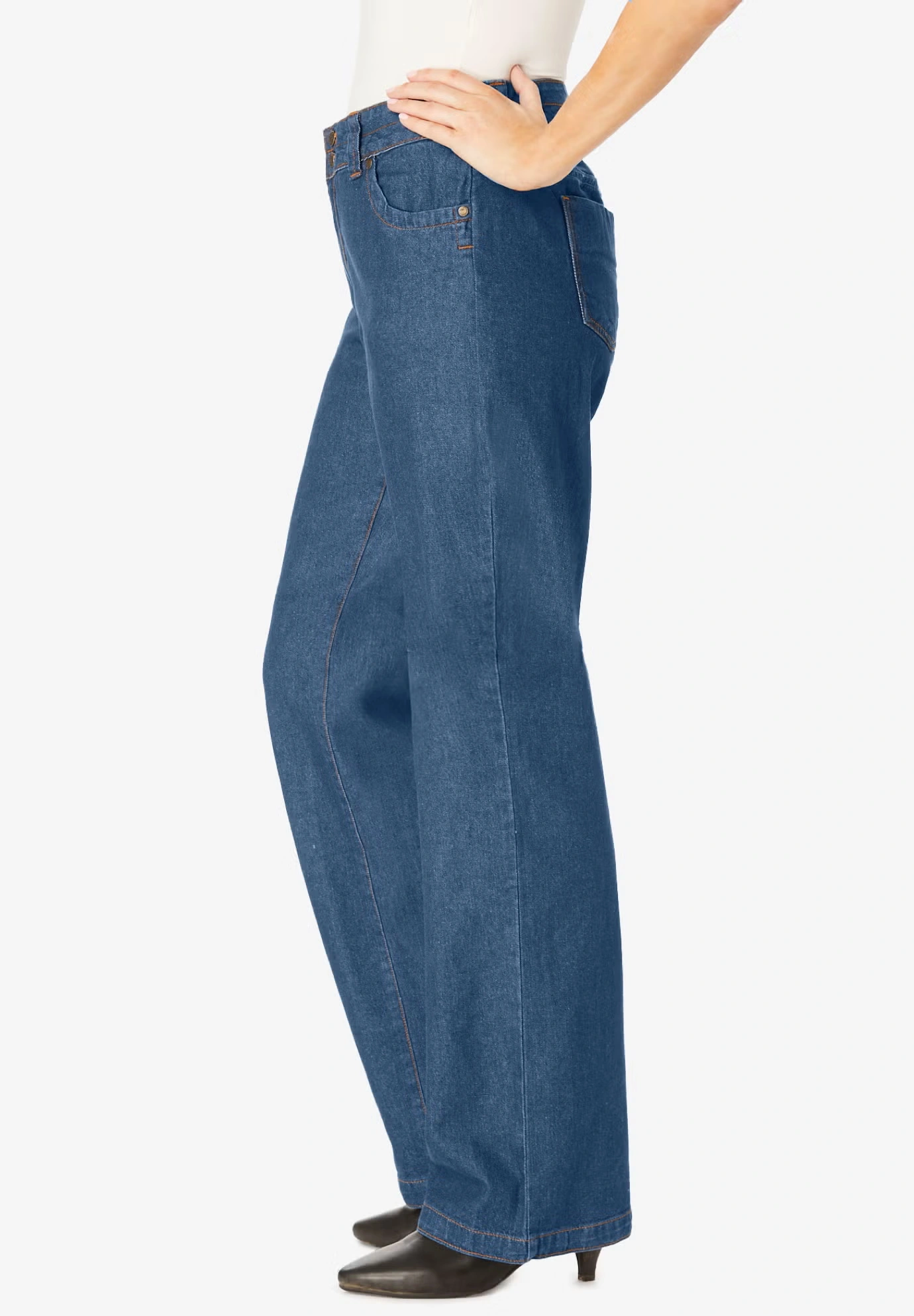 Perfect Wide-Leg All-Cotton Denim Five-Pocket Jeans 3 Perfect Wide-Leg All-Cotton Denim Five-Pocket Jeans