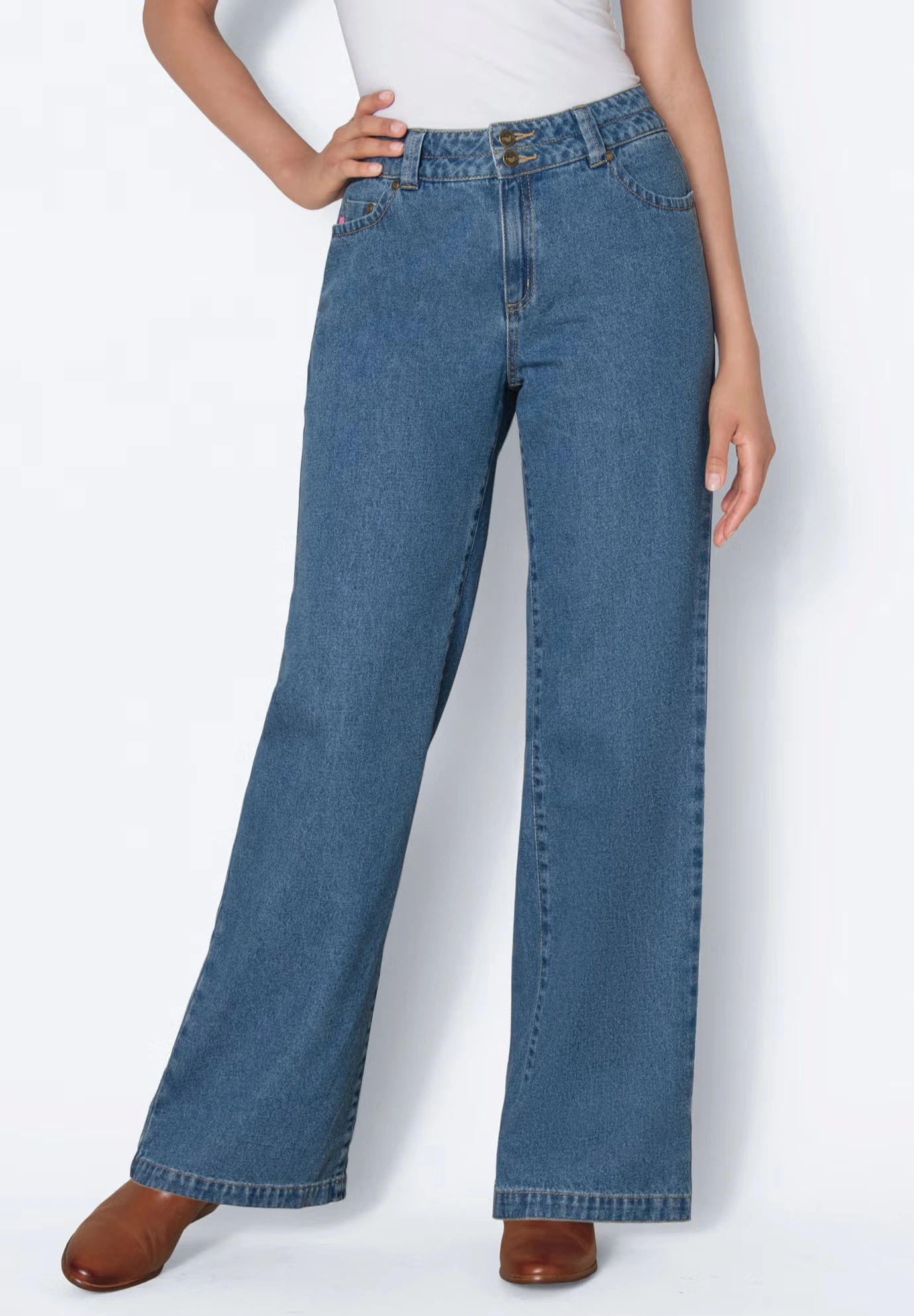 Perfect Wide-Leg All-Cotton Denim Five-Pocket Jeans 4 Perfect Wide-Leg All-Cotton Denim Five-Pocket Jeans