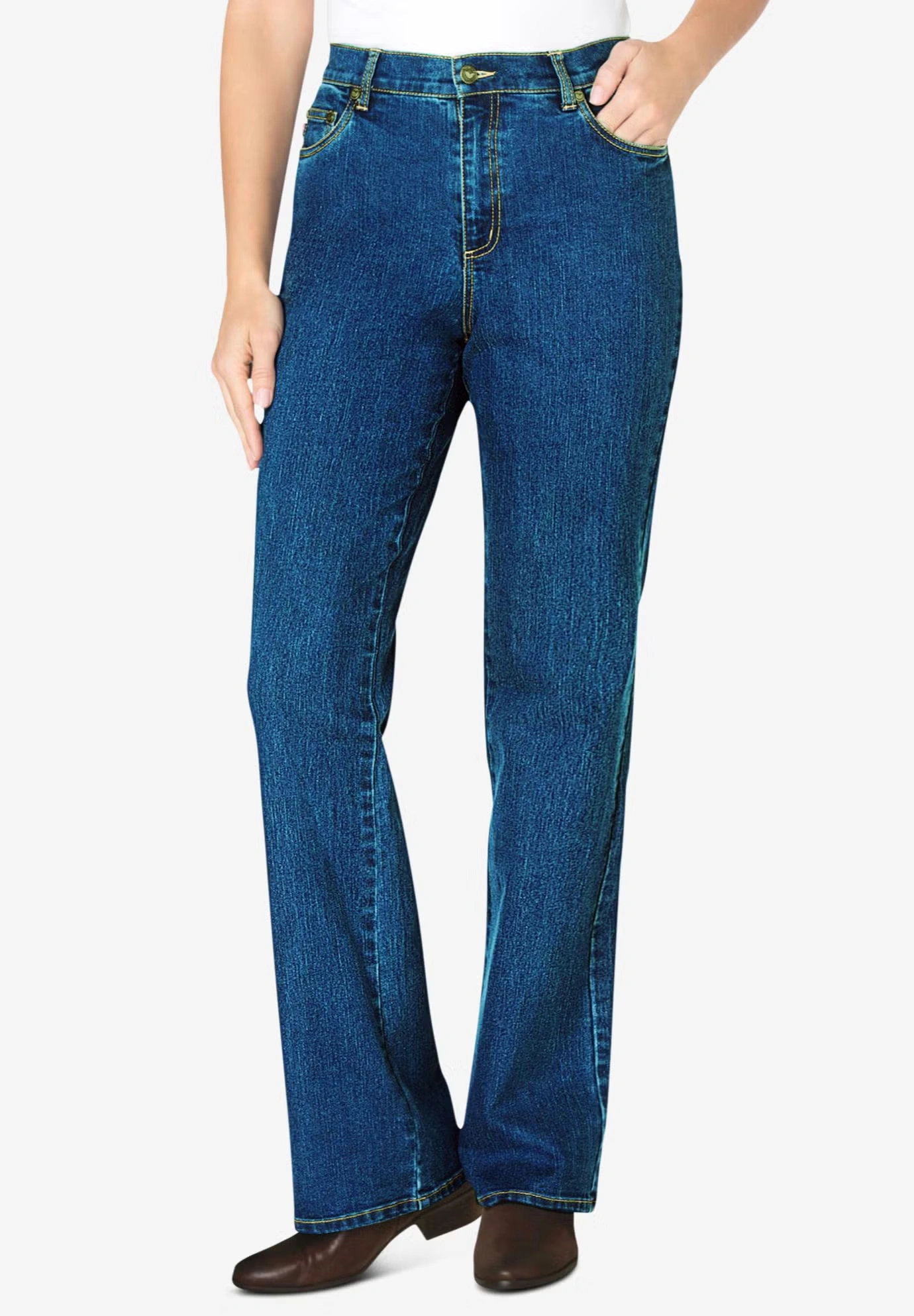 Stretch Denim Five-Pocket Bootcut Jeans