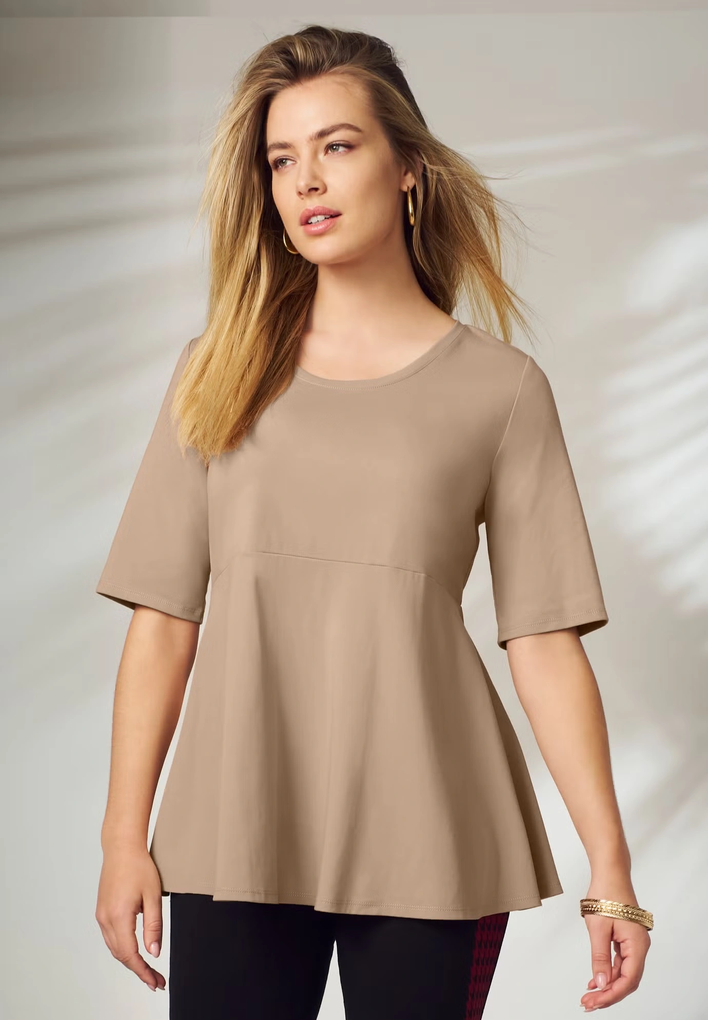 Stretch Cotton Peplum Tunic