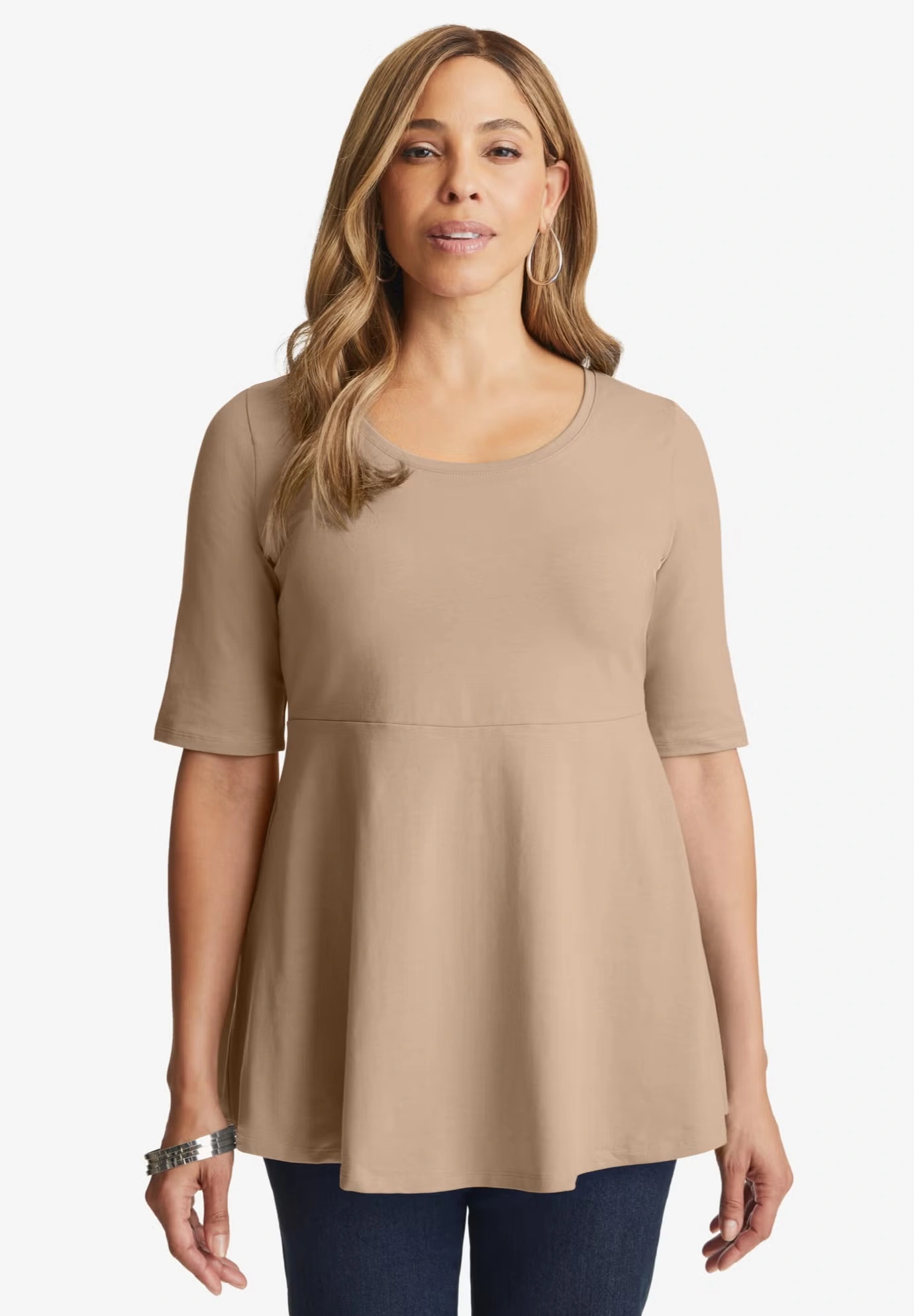 Stretch Cotton Peplum Tunic