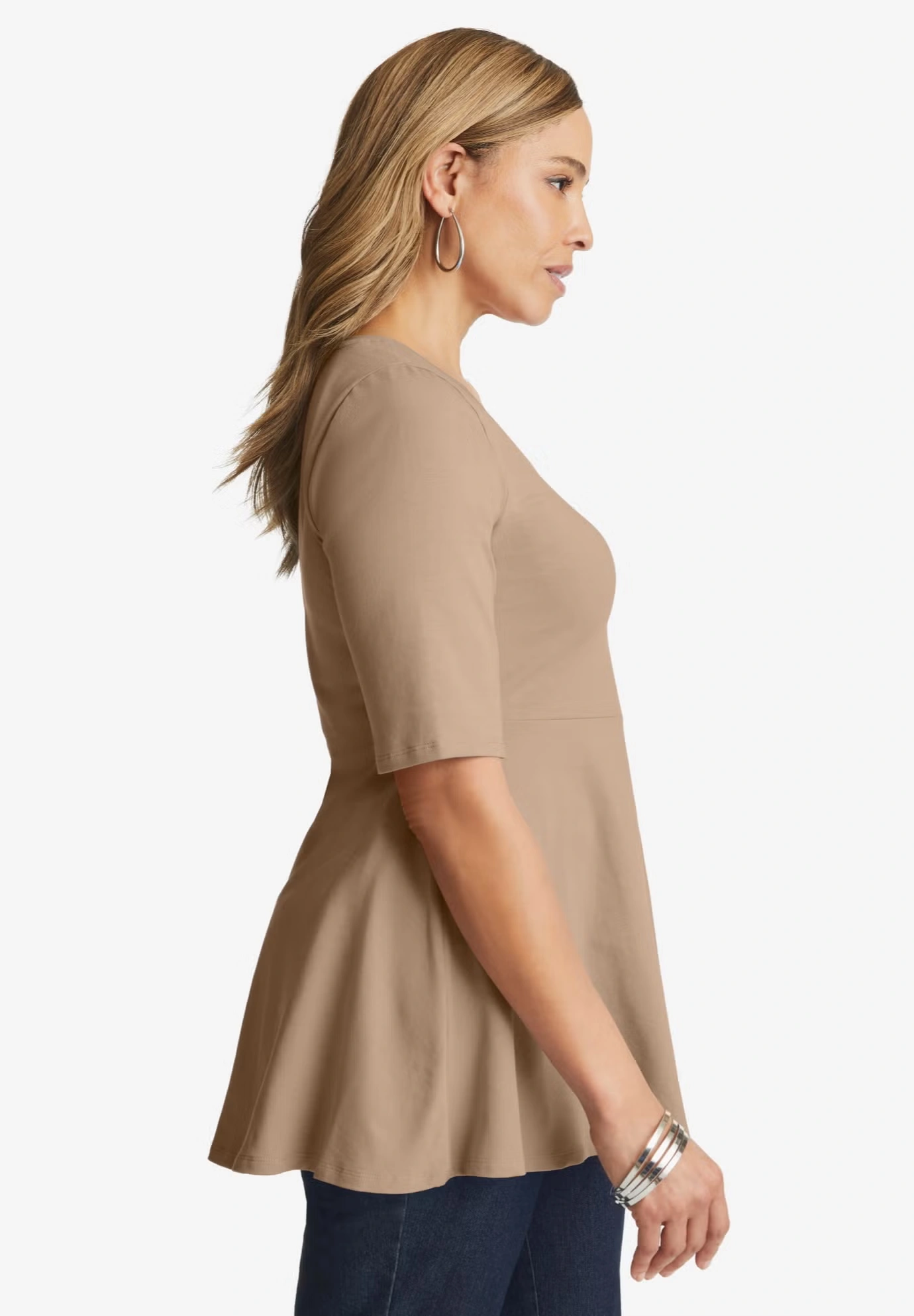 Stretch Cotton Peplum Tunic