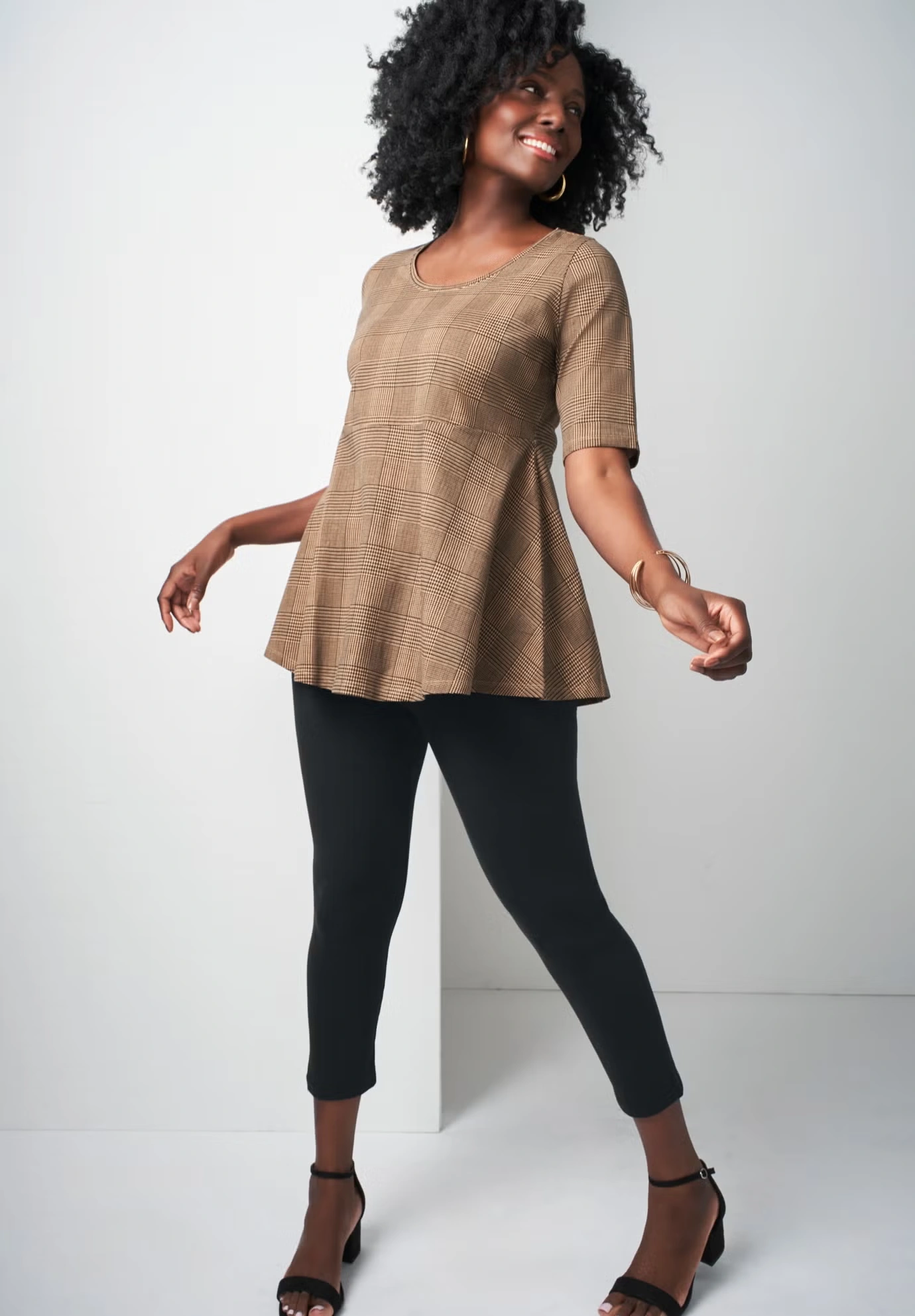 Stretch Cotton Peplum Tunic