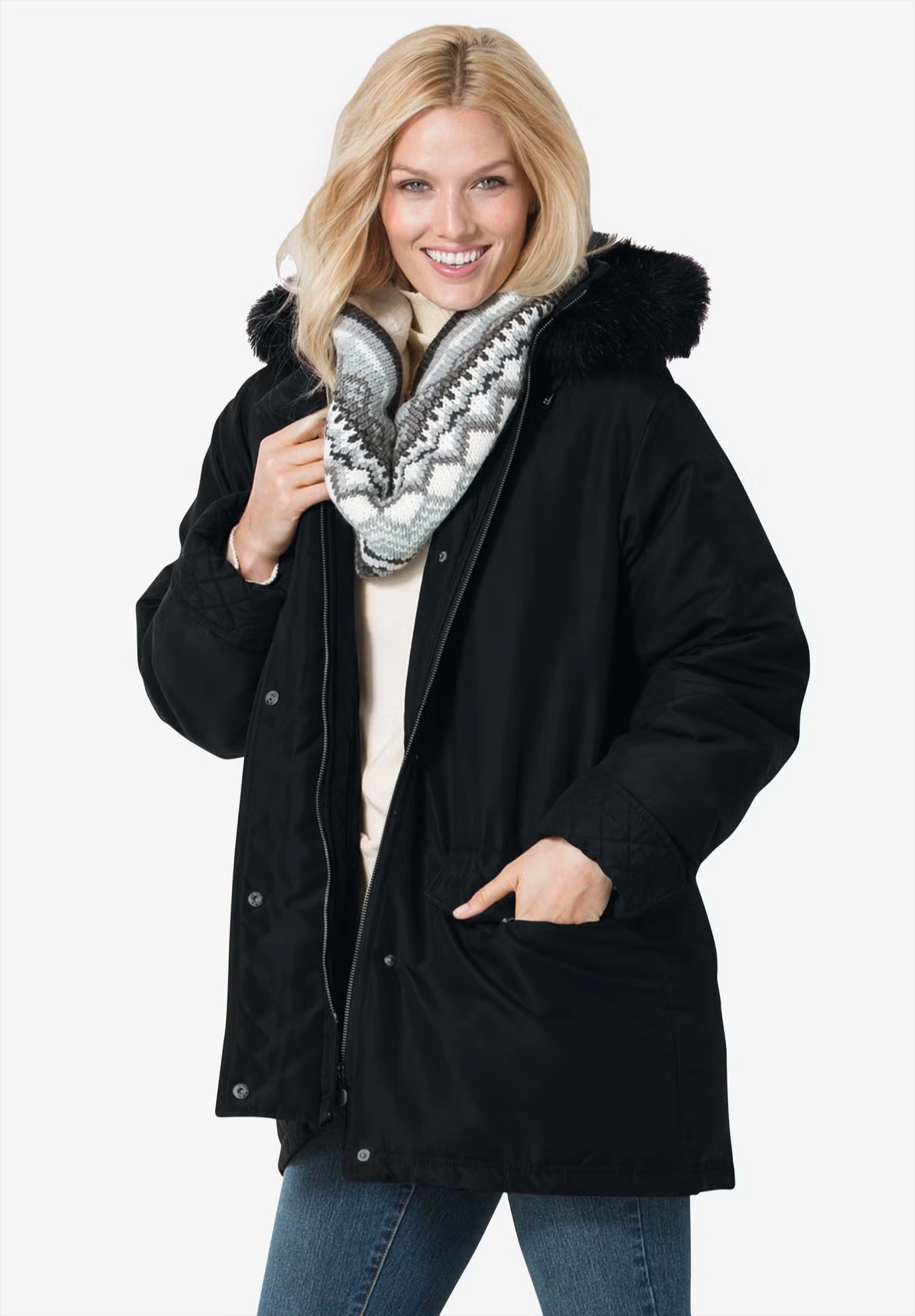 Faux Fur Down Parka Coat