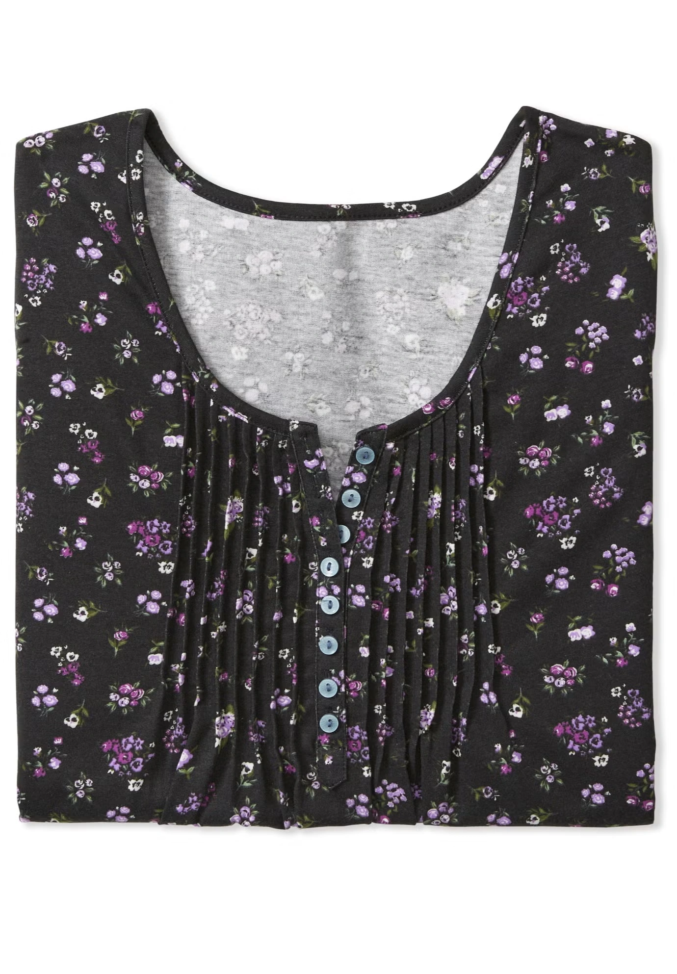 7-Day Three-Quarter Sleeve Pintucked Henley Tunic 5 7-Day Three-Quarter Sleeve Pintucked Henley Tunic