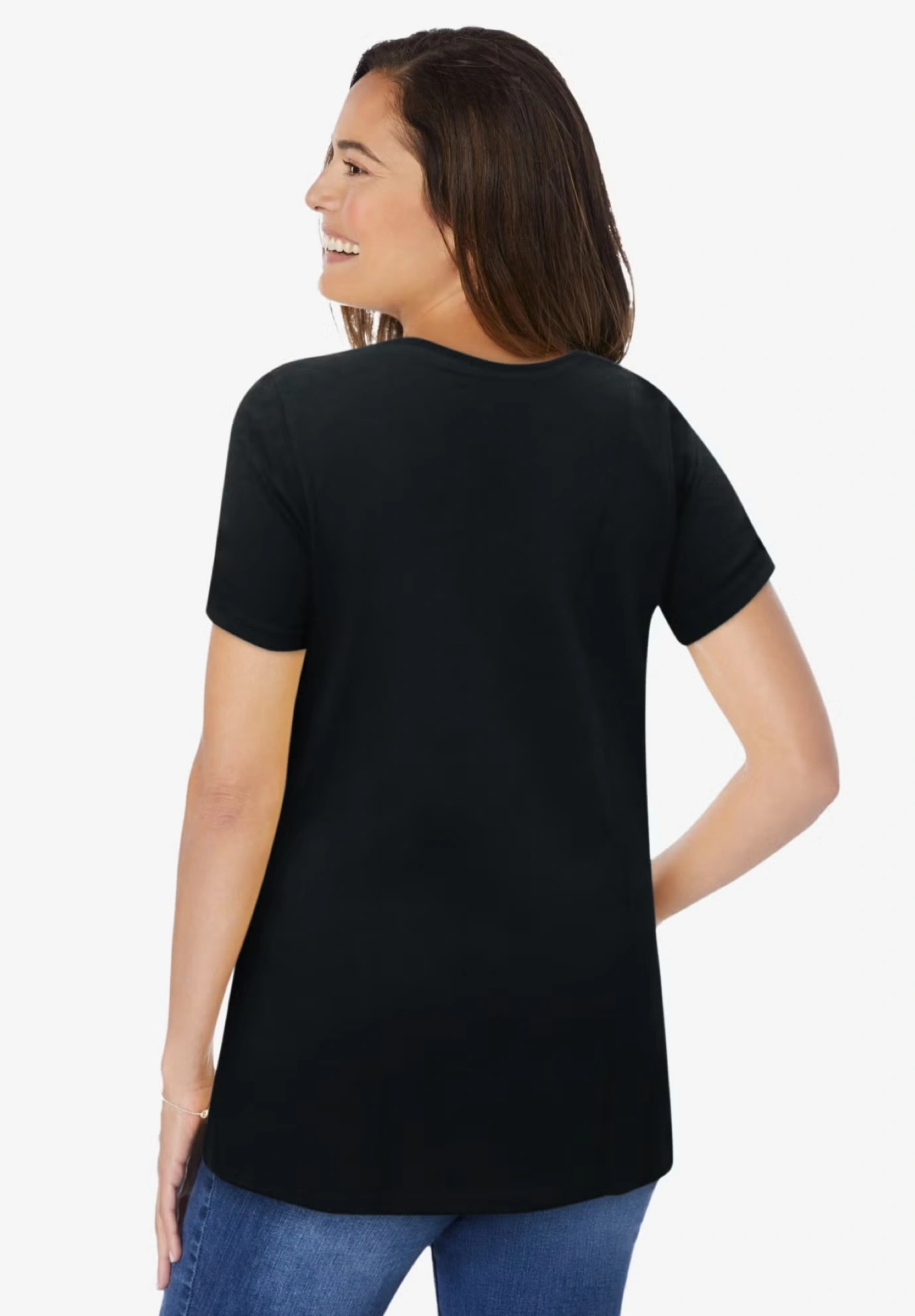 Perfect Short-Sleeve Shirred U-Neck Tunic