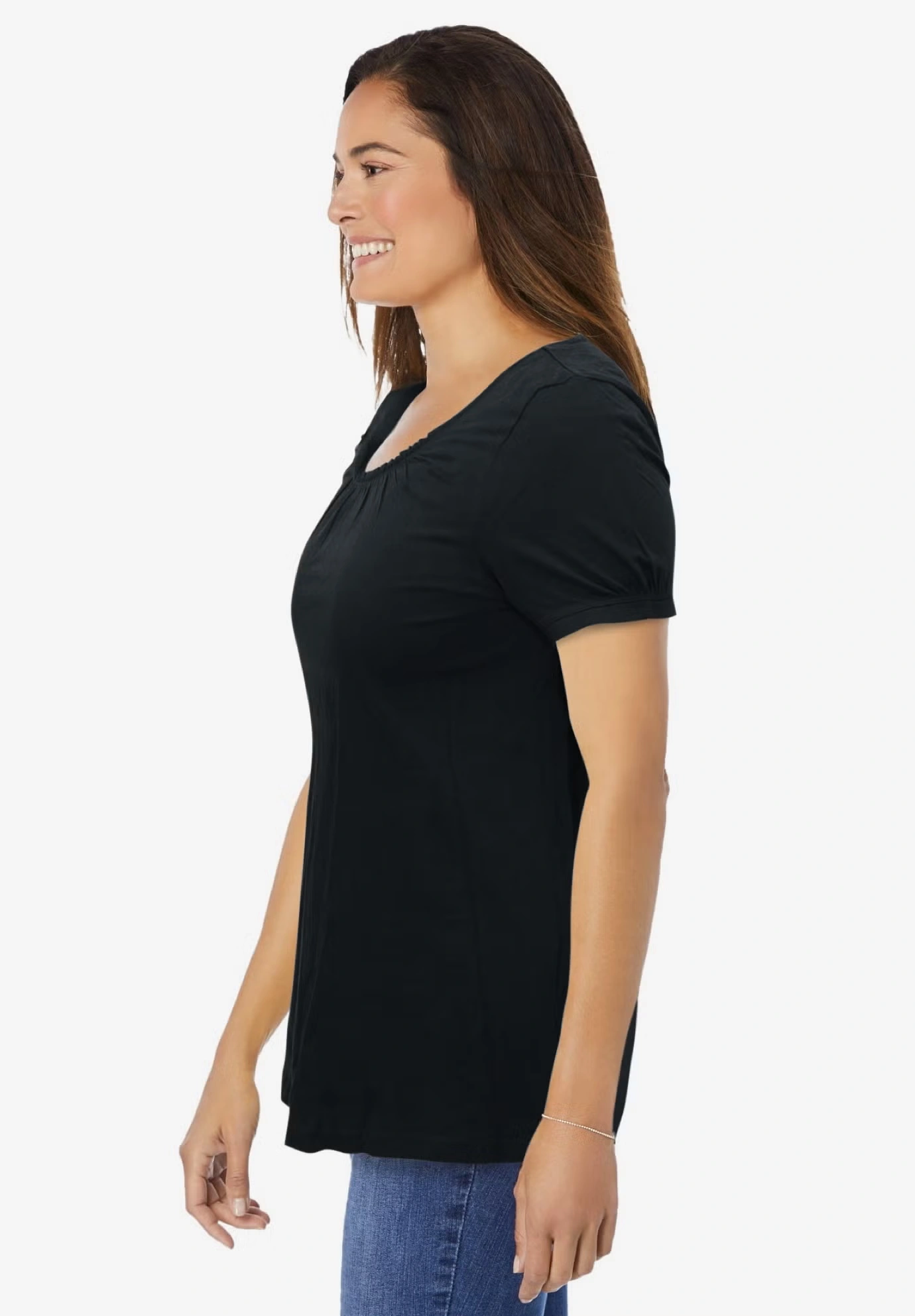 Perfect Short-Sleeve Shirred U-Neck Tunic 3 Perfect Short-Sleeve Shirred U-Neck Tunic