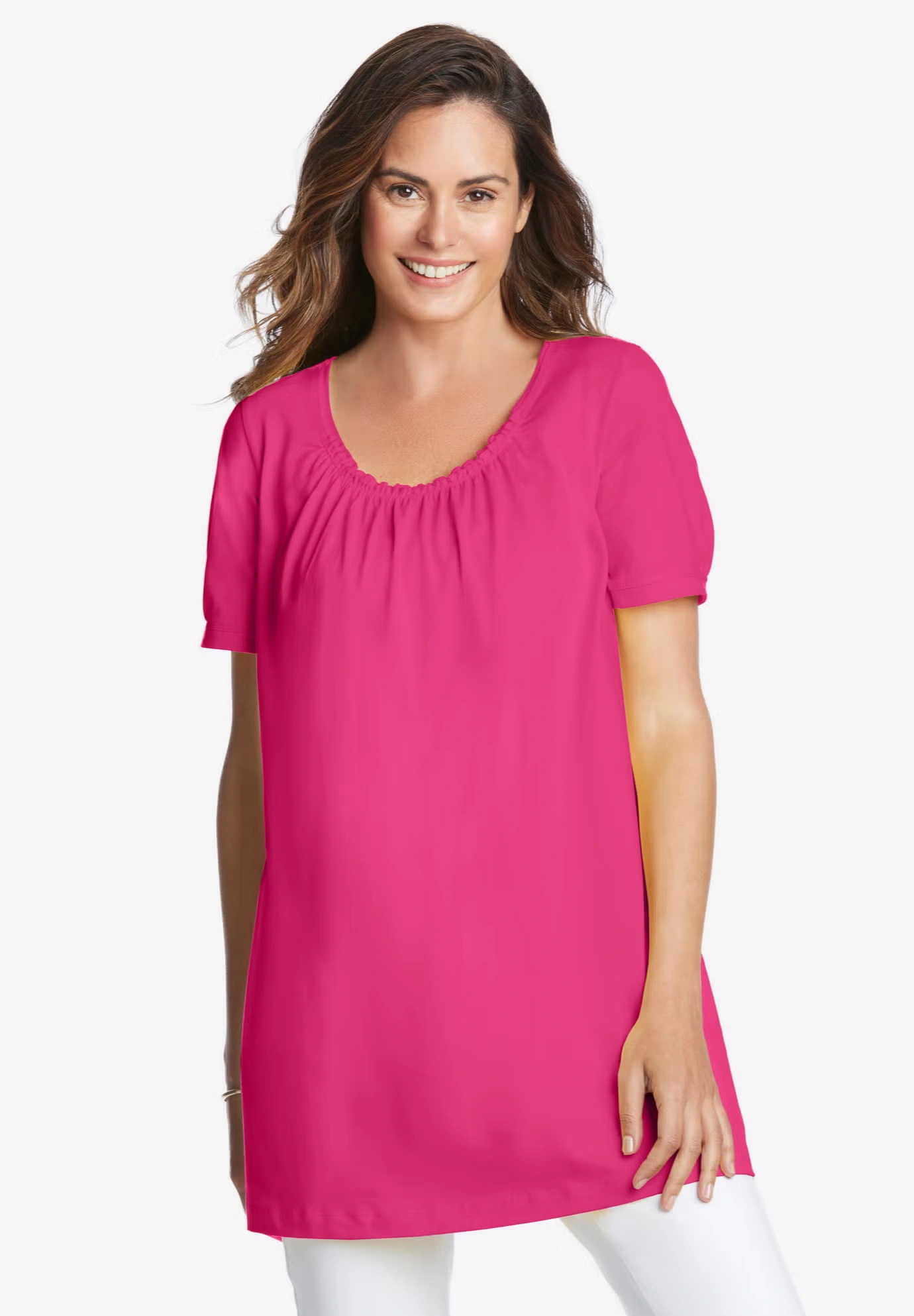 Perfect Short-Sleeve Shirred U-Neck Tunic 4 Perfect Short-Sleeve Shirred U-Neck Tunic