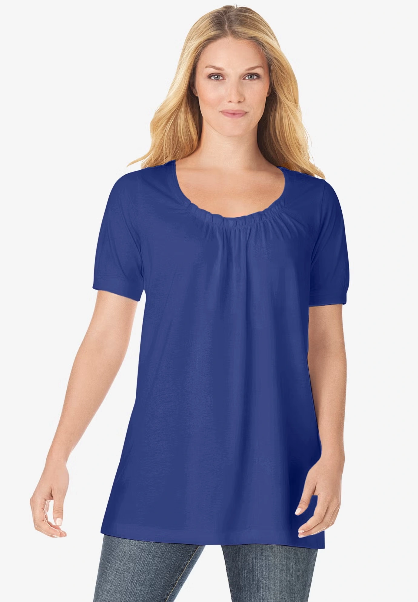 Perfect Short-Sleeve Shirred U-Neck Tunic 7 Perfect Short-Sleeve Shirred U-Neck Tunic