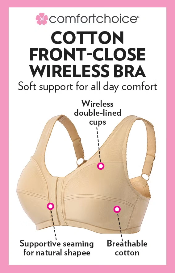 Cotton Front-Close Wireless Bra 4 Cotton Front-Close Wireless Bra