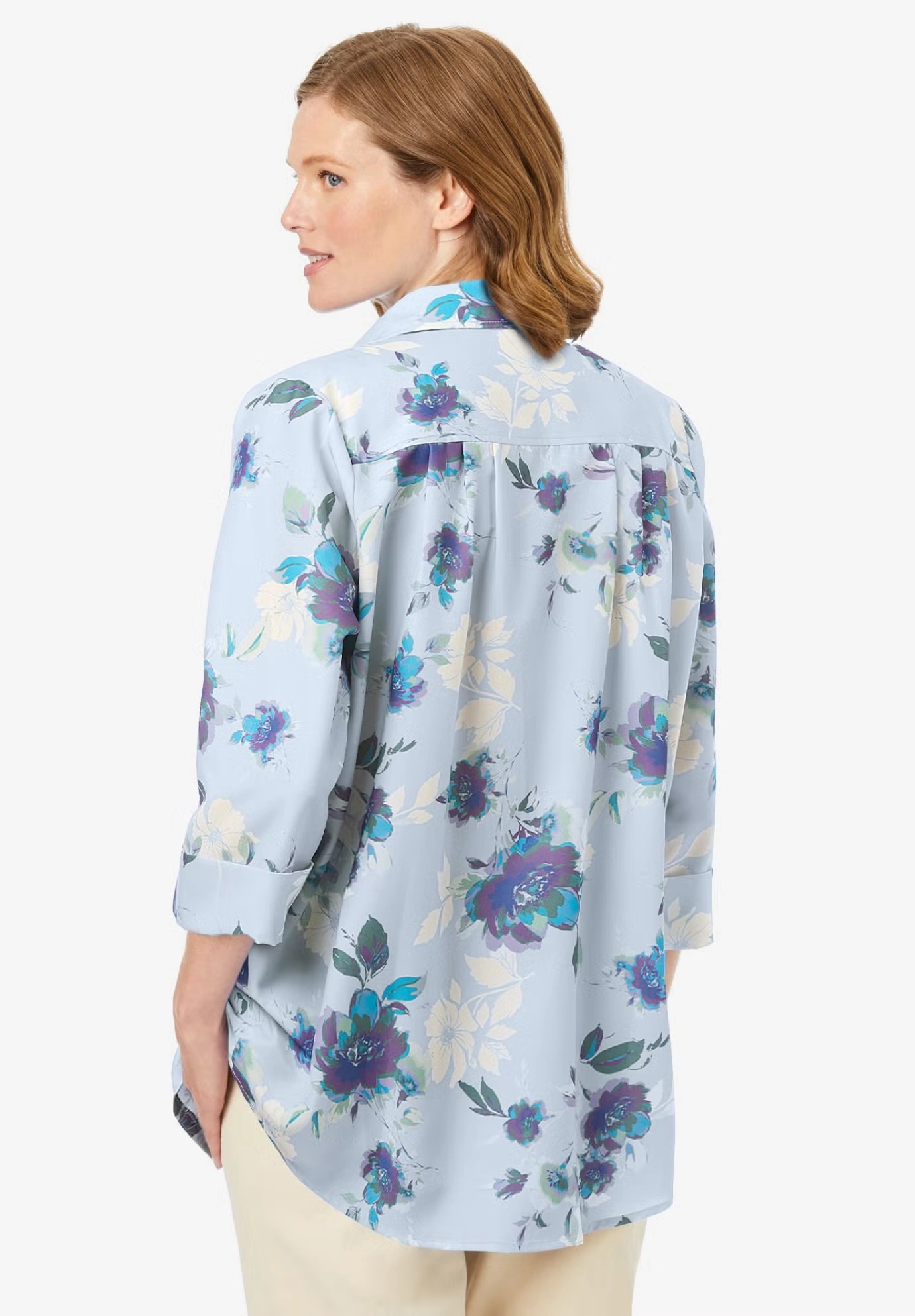 No Iron Three-Quarter Sleeve Peachskin Shirt