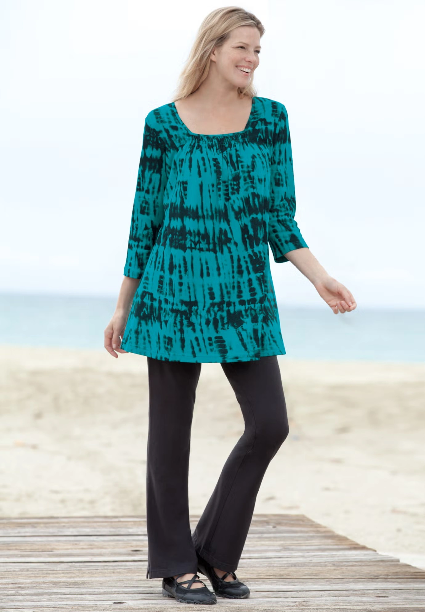 Stretch-Cotton Knit Pull-On Bootcut Leggings