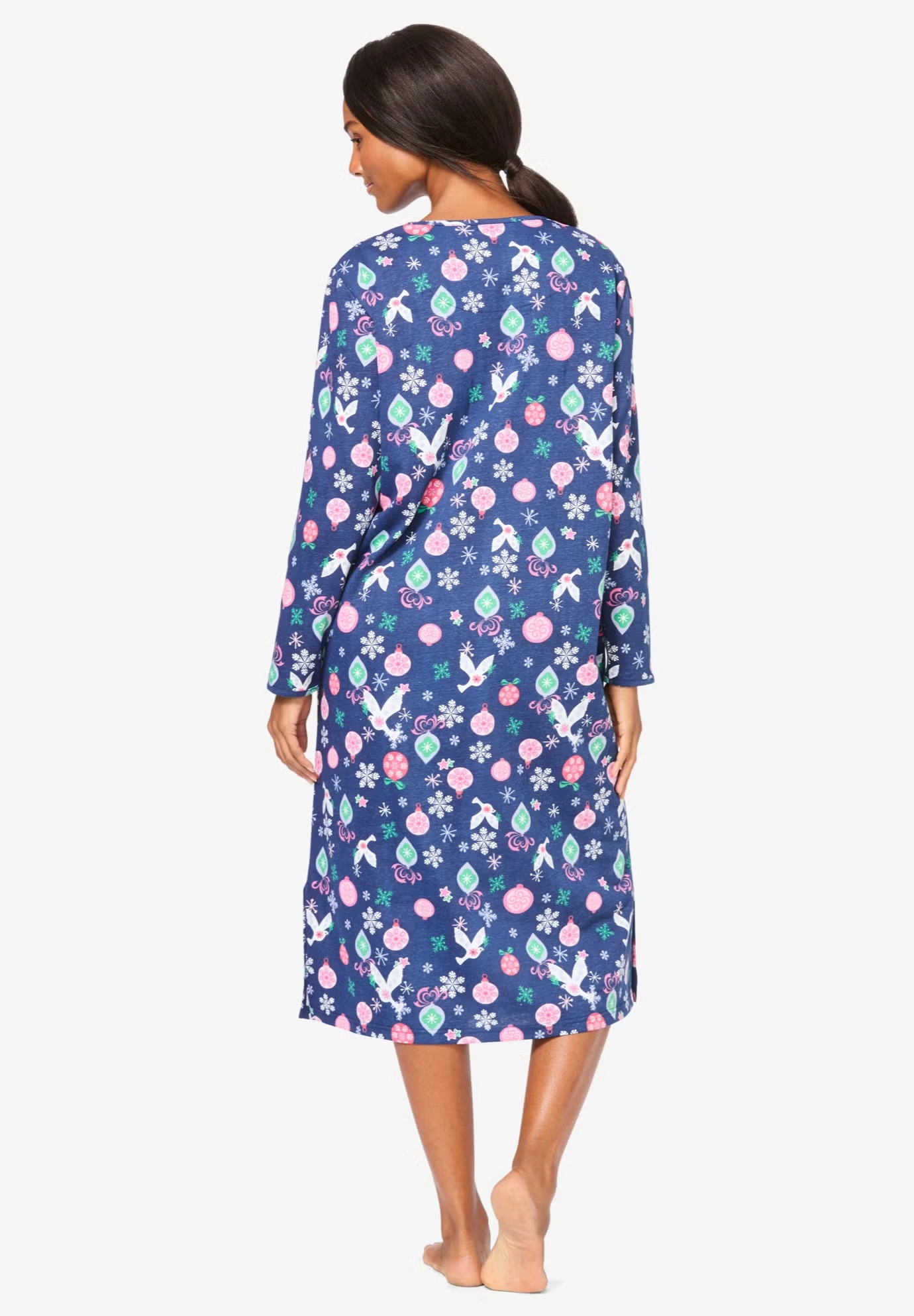 Long-Sleeve Henley Print Sleepshirt