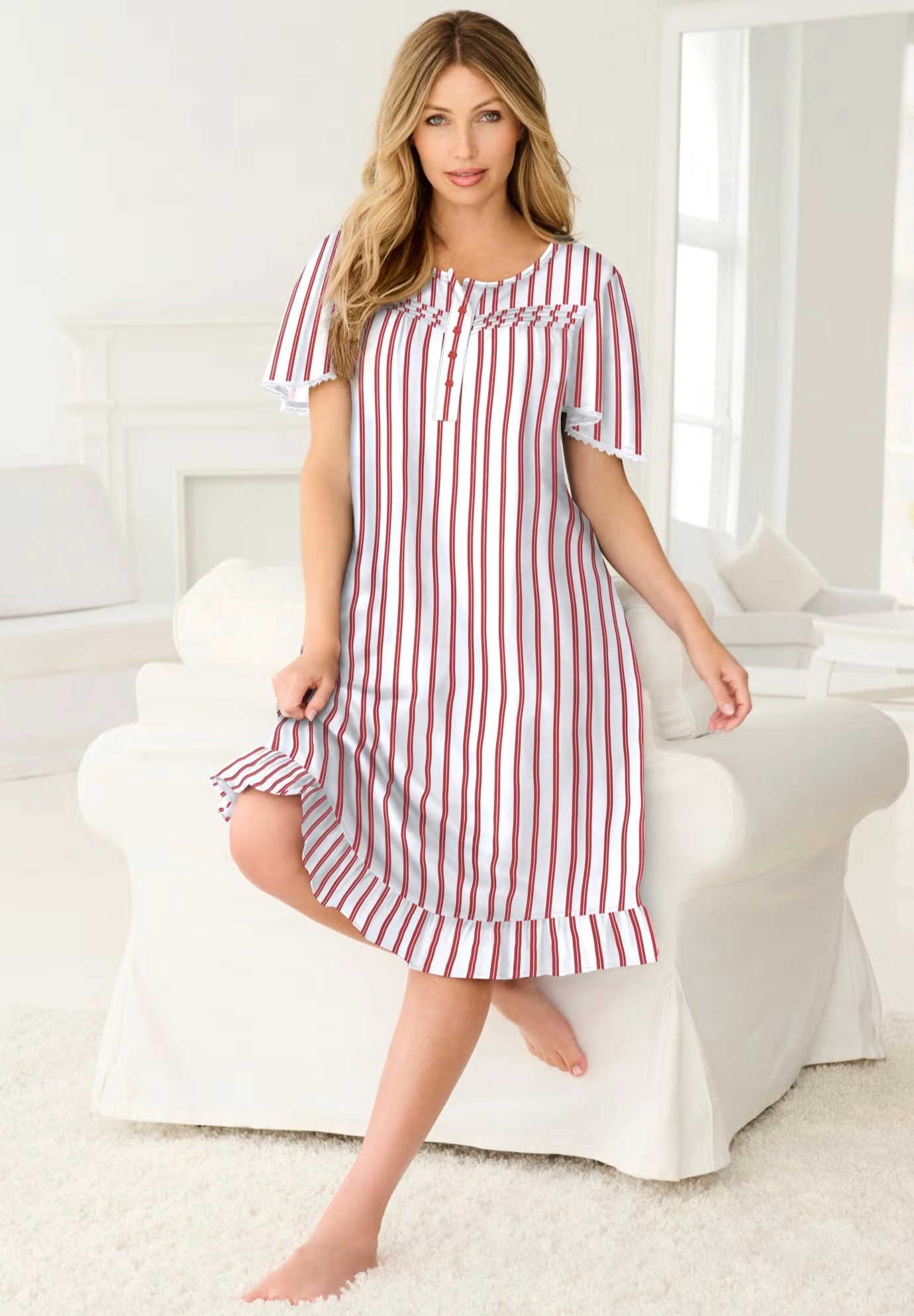 Short Floral Print Cotton Gown 4 Short Floral Print Cotton Gown