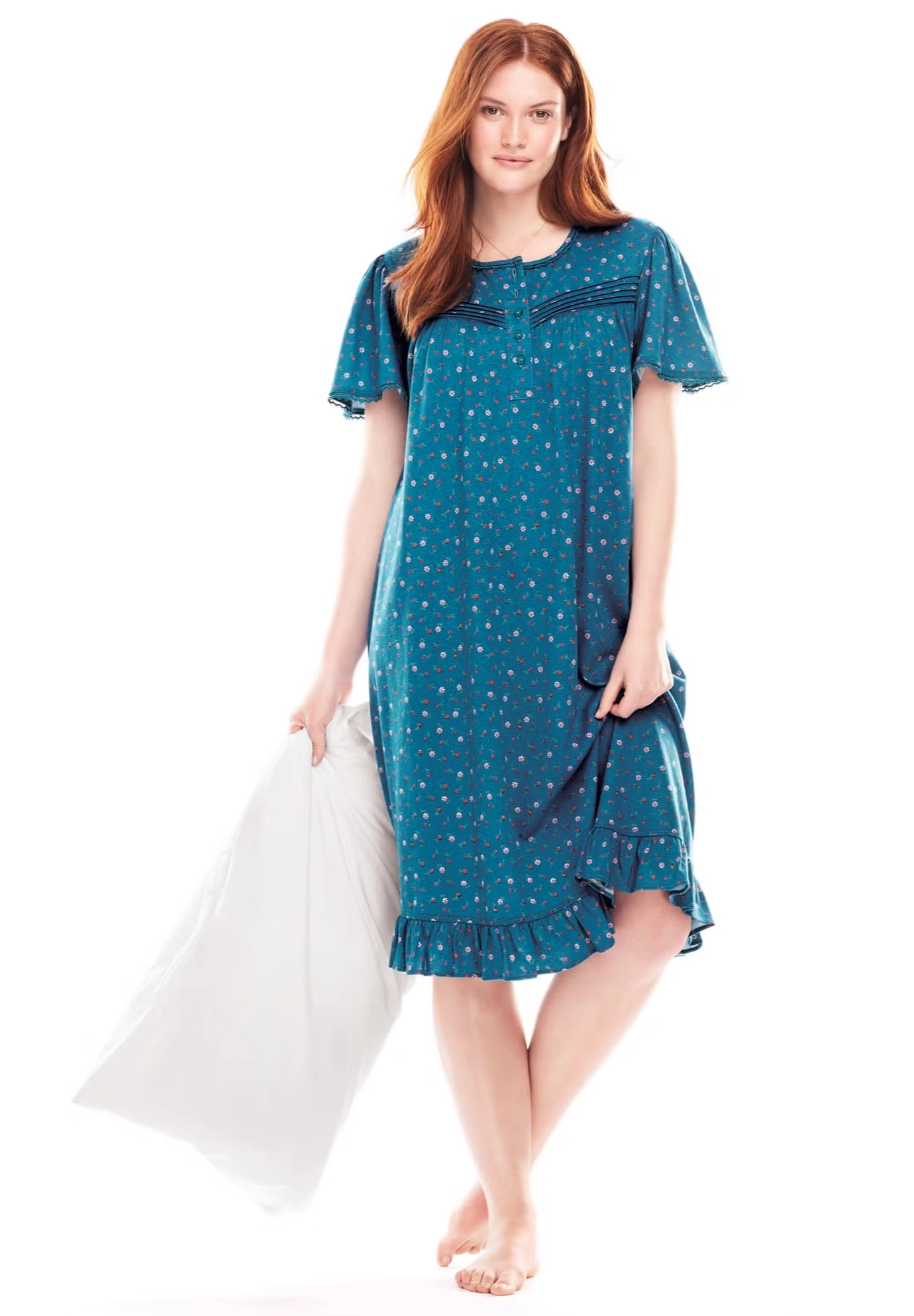 Short Floral Print Cotton Gown 7 Short Floral Print Cotton Gown