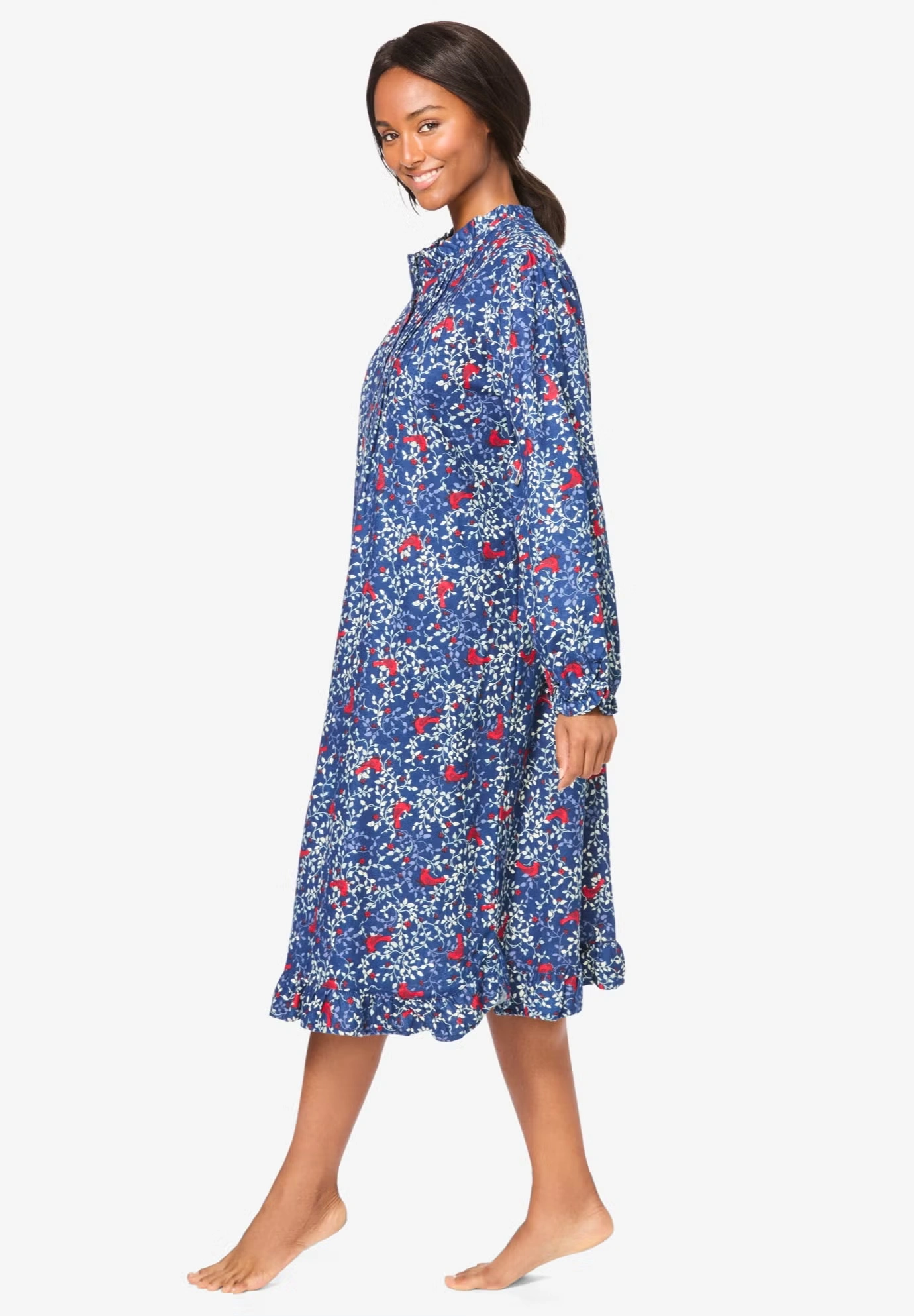 Cotton Flannel Print Short Gown 3 Cotton Flannel Print Short Gown