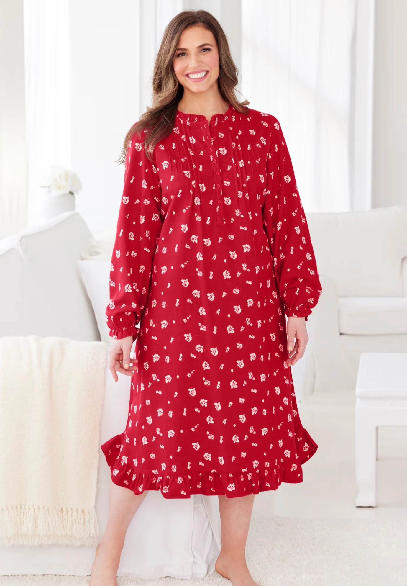 Cotton Flannel Print Short Gown 4 Cotton Flannel Print Short Gown