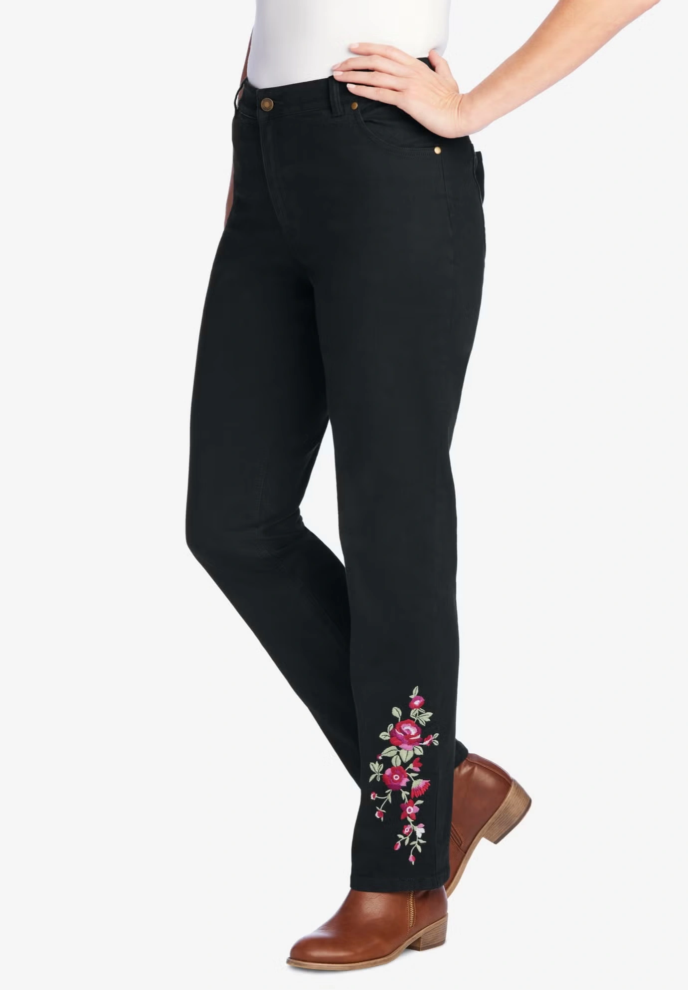 Straight-Leg Stretch Denim Five-Pocket Jeans