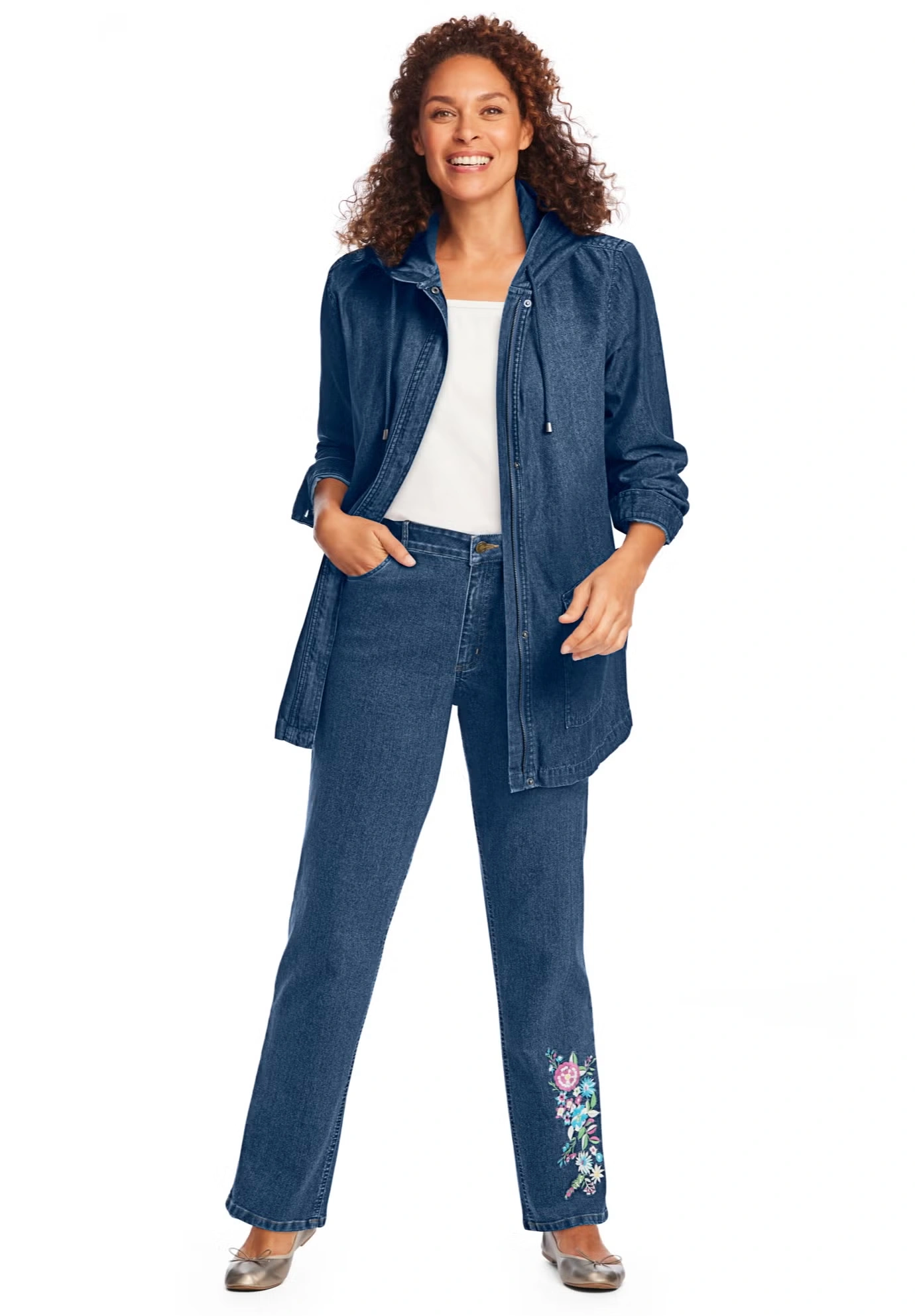 Straight-Leg Stretch Denim Five-Pocket Jeans