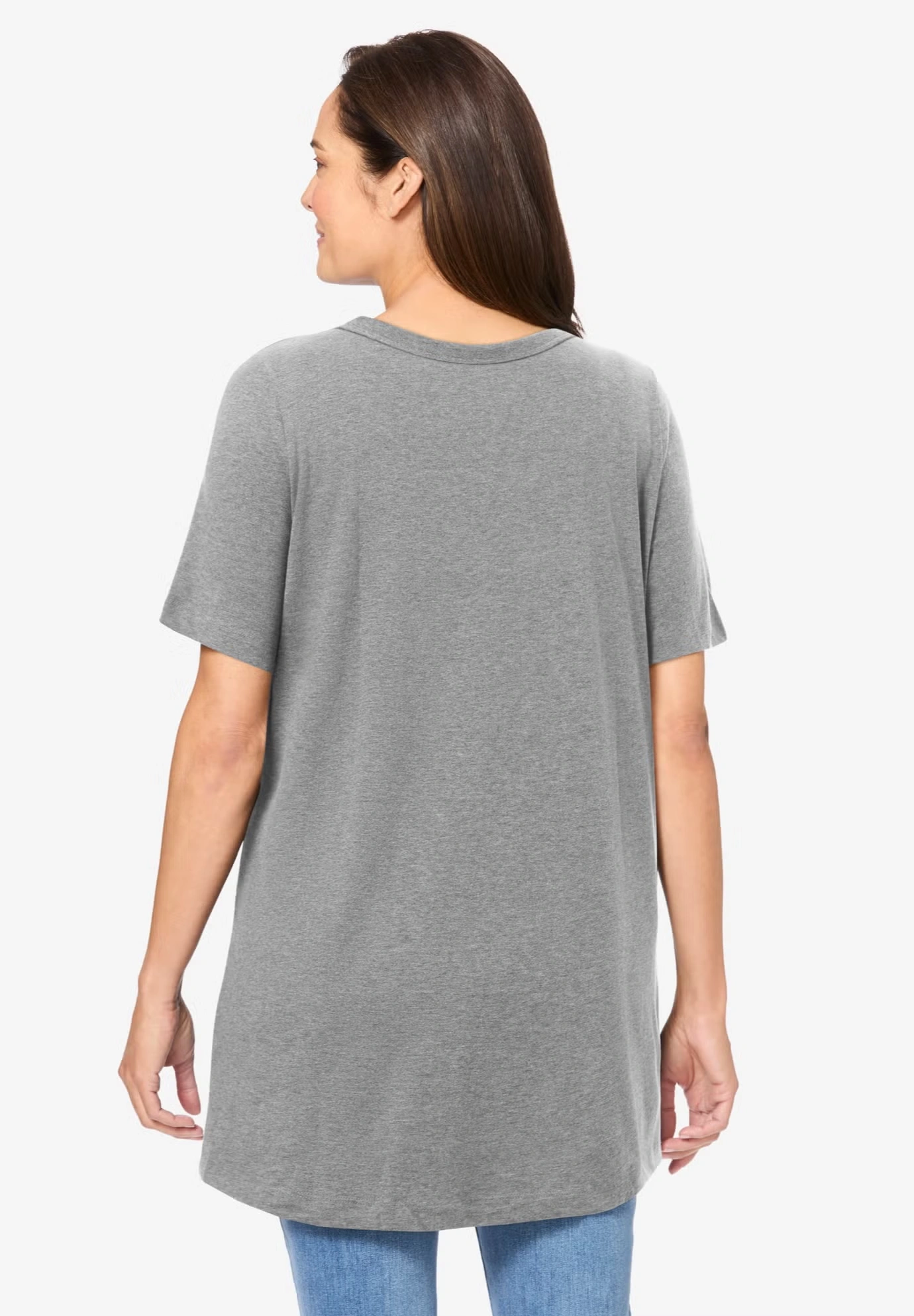 Perfect Short-Sleeve Shirred V-Neck Tunic