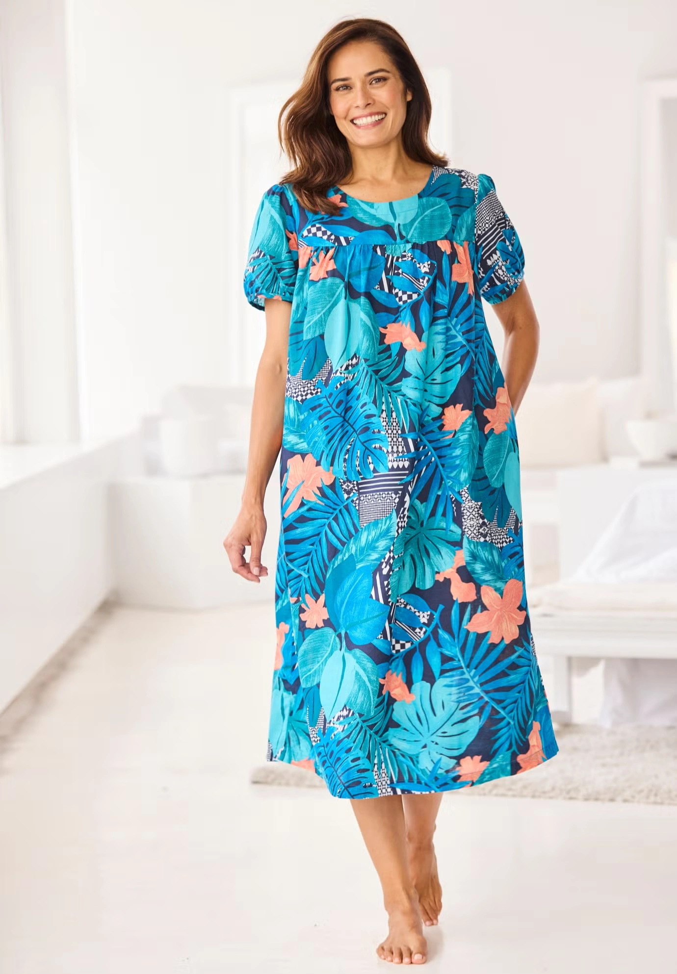 Short Print Shirred Lounger 6 Short Print Shirred Lounger