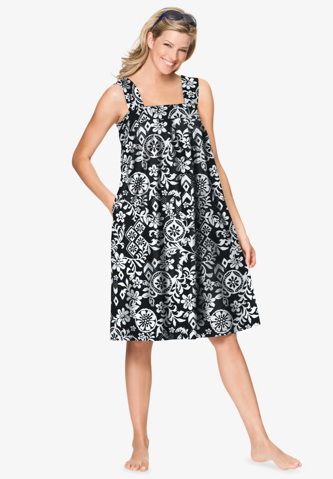 Print Sleeveless Square Neck Lounger