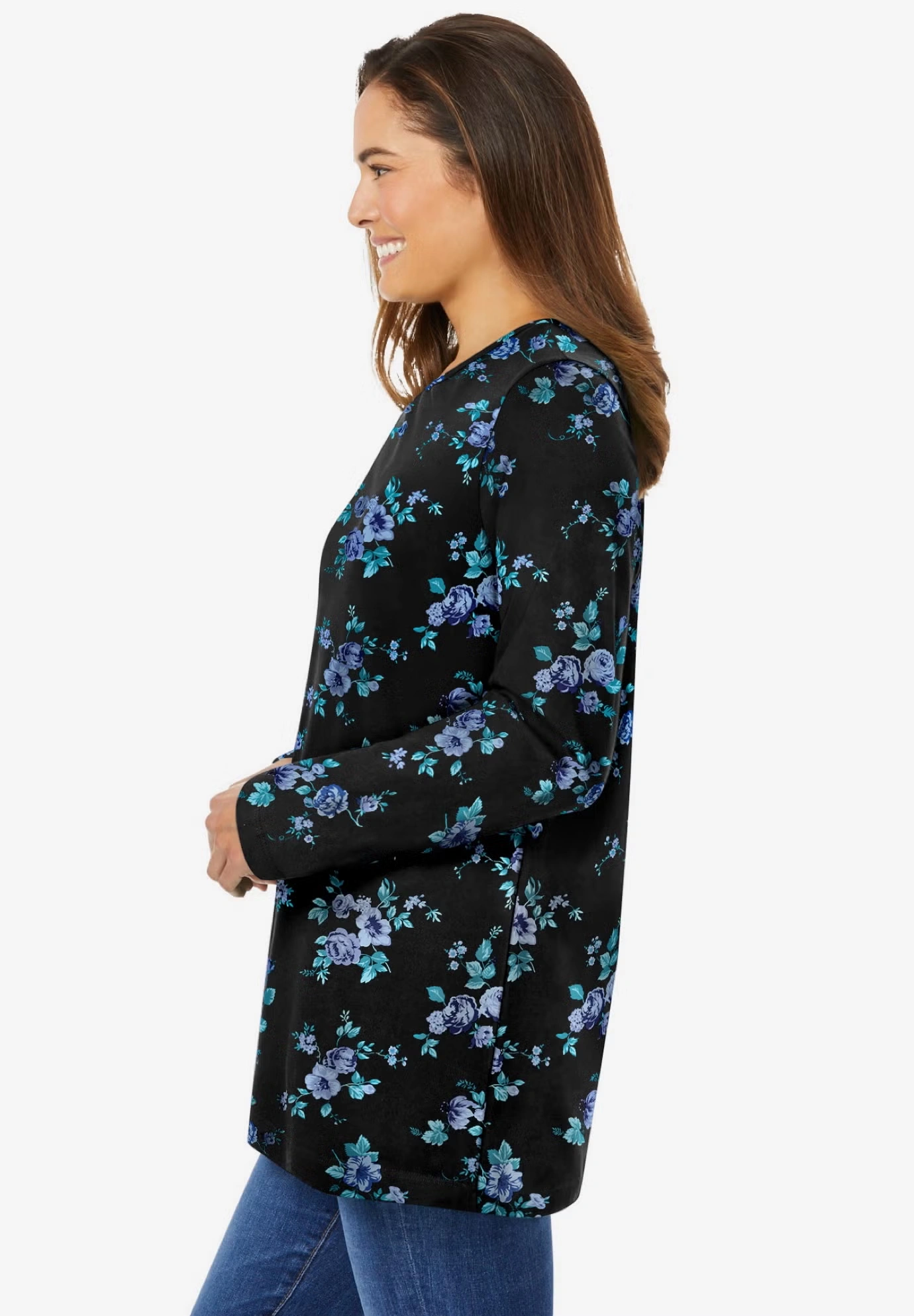 Perfect Printed Long-Sleeve Crewneck Tee 3 Perfect Printed Long-Sleeve Crewneck Tee